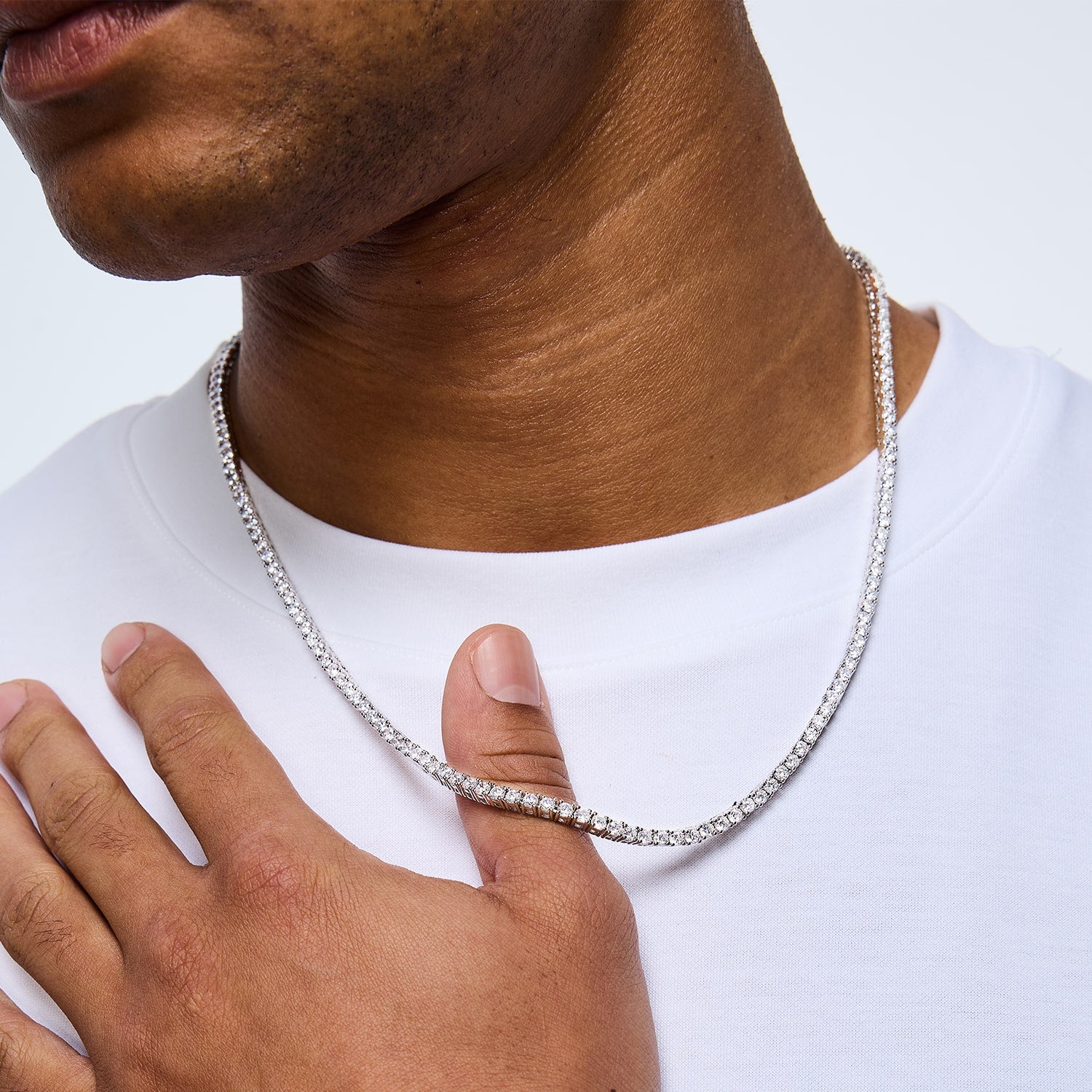 Łańcuch Tennis 3mm Białe Złoto