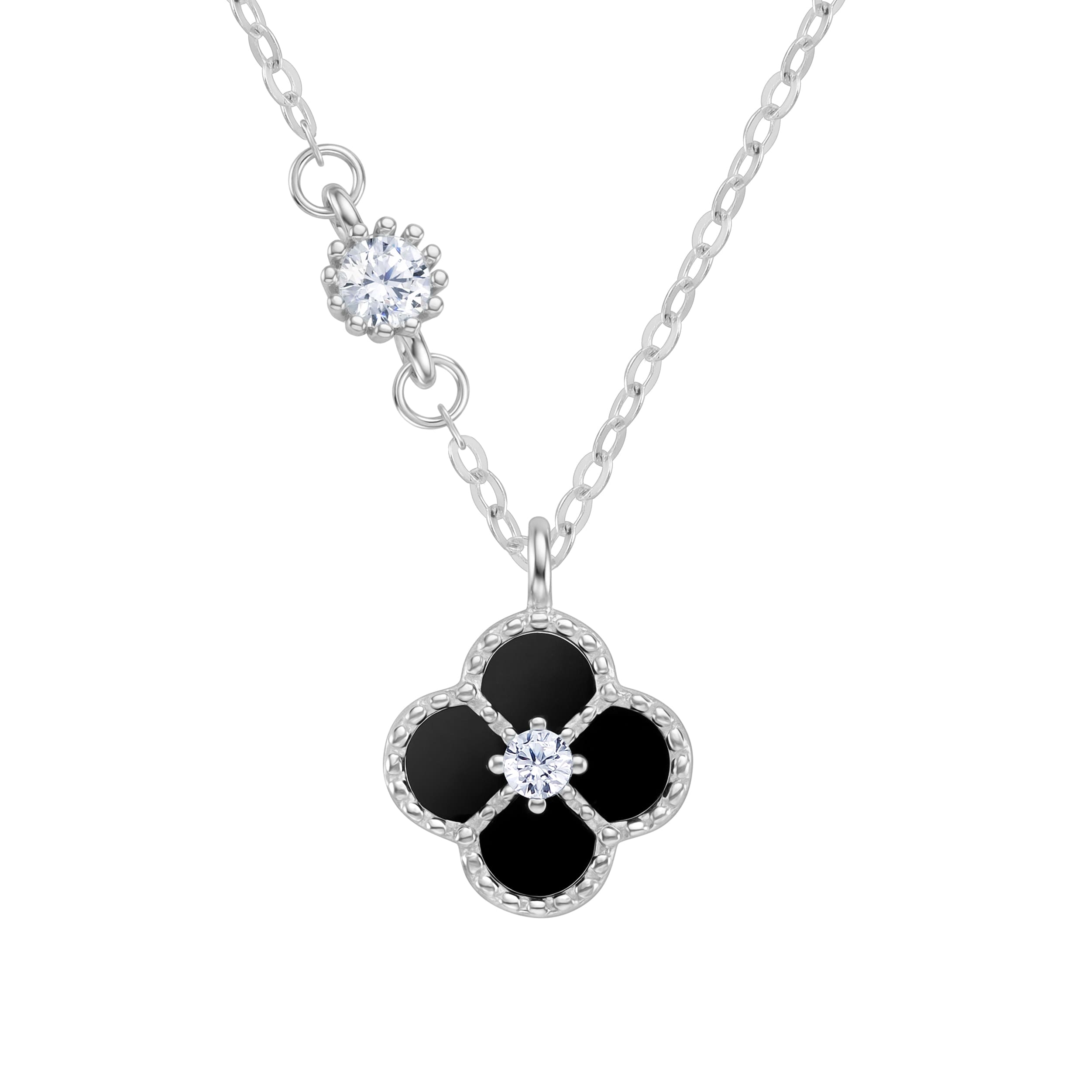 Naszyjnik Diamond Leaf Clover Black S925