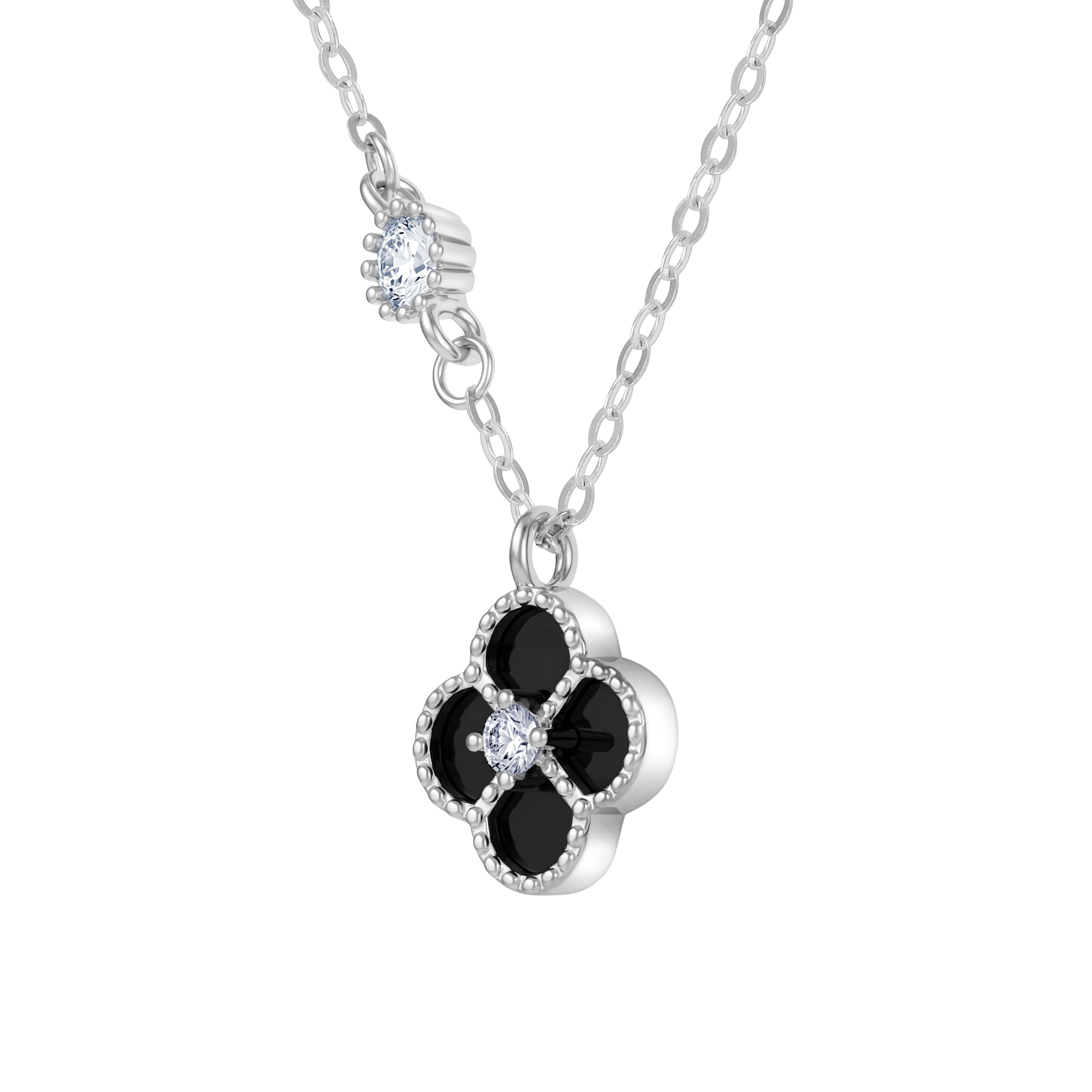 Naszyjnik Diamond Leaf Clover Black S925