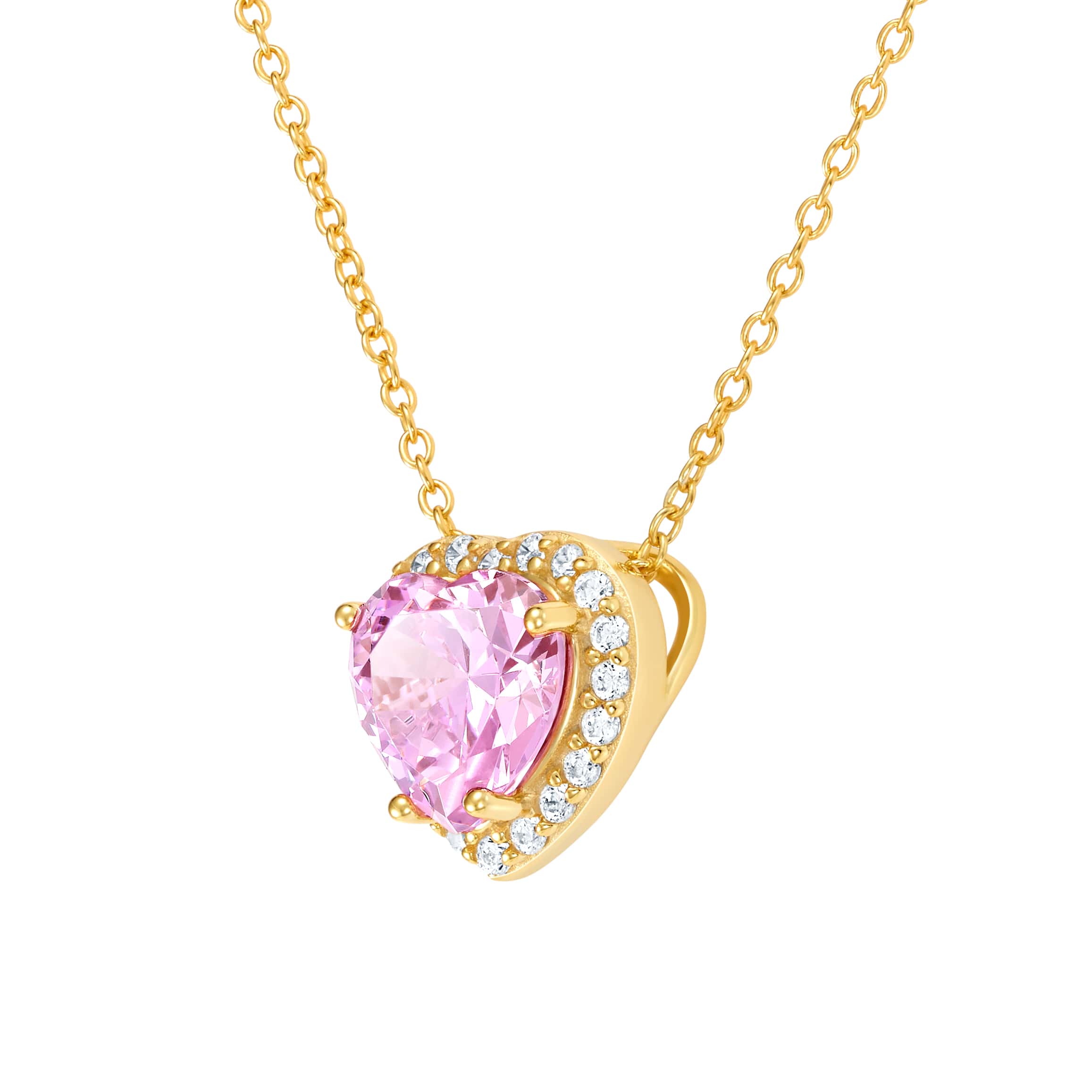 Naszyjnik Heart Gem Pink Złoto S925