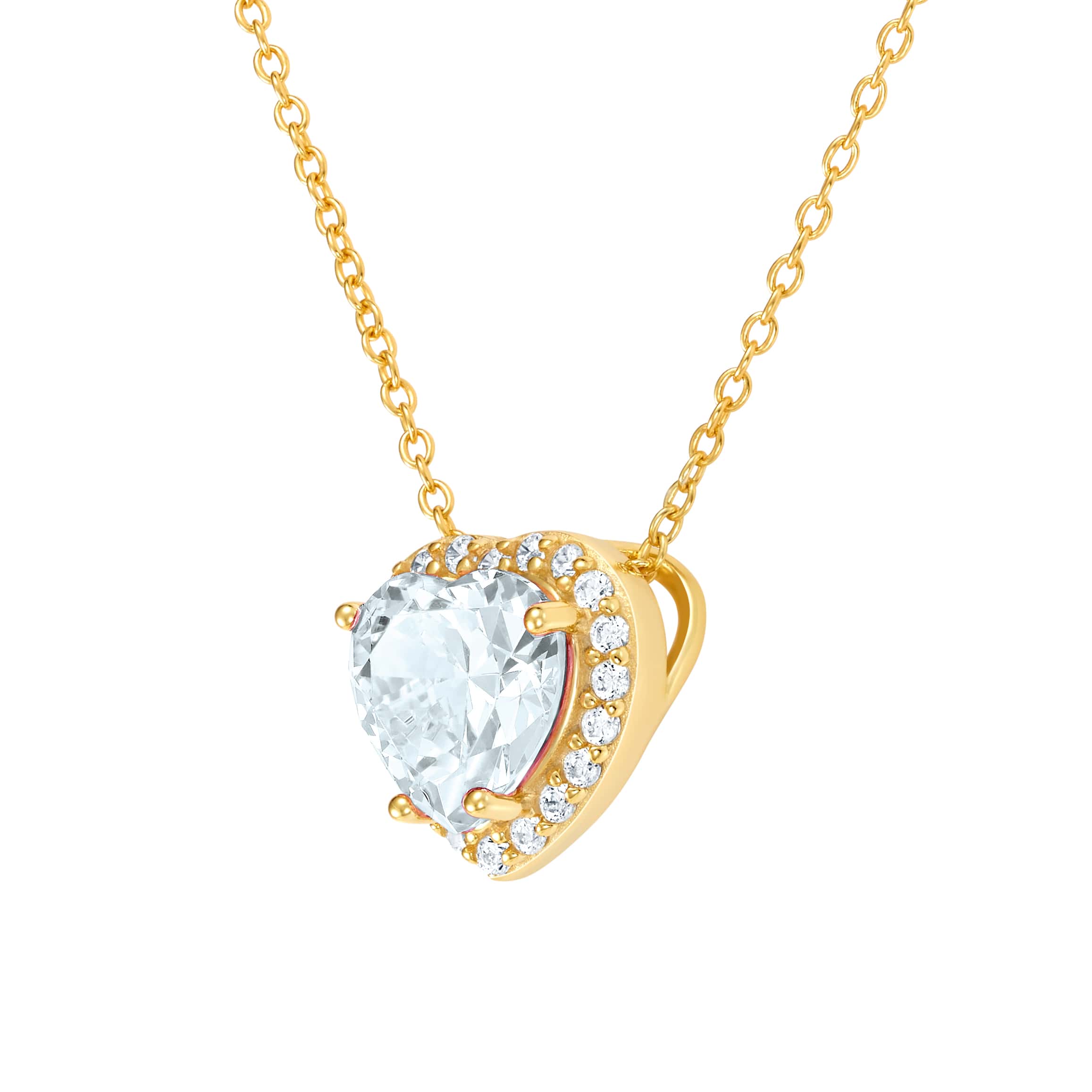 Naszyjnik Heart Gem White Złoto S925