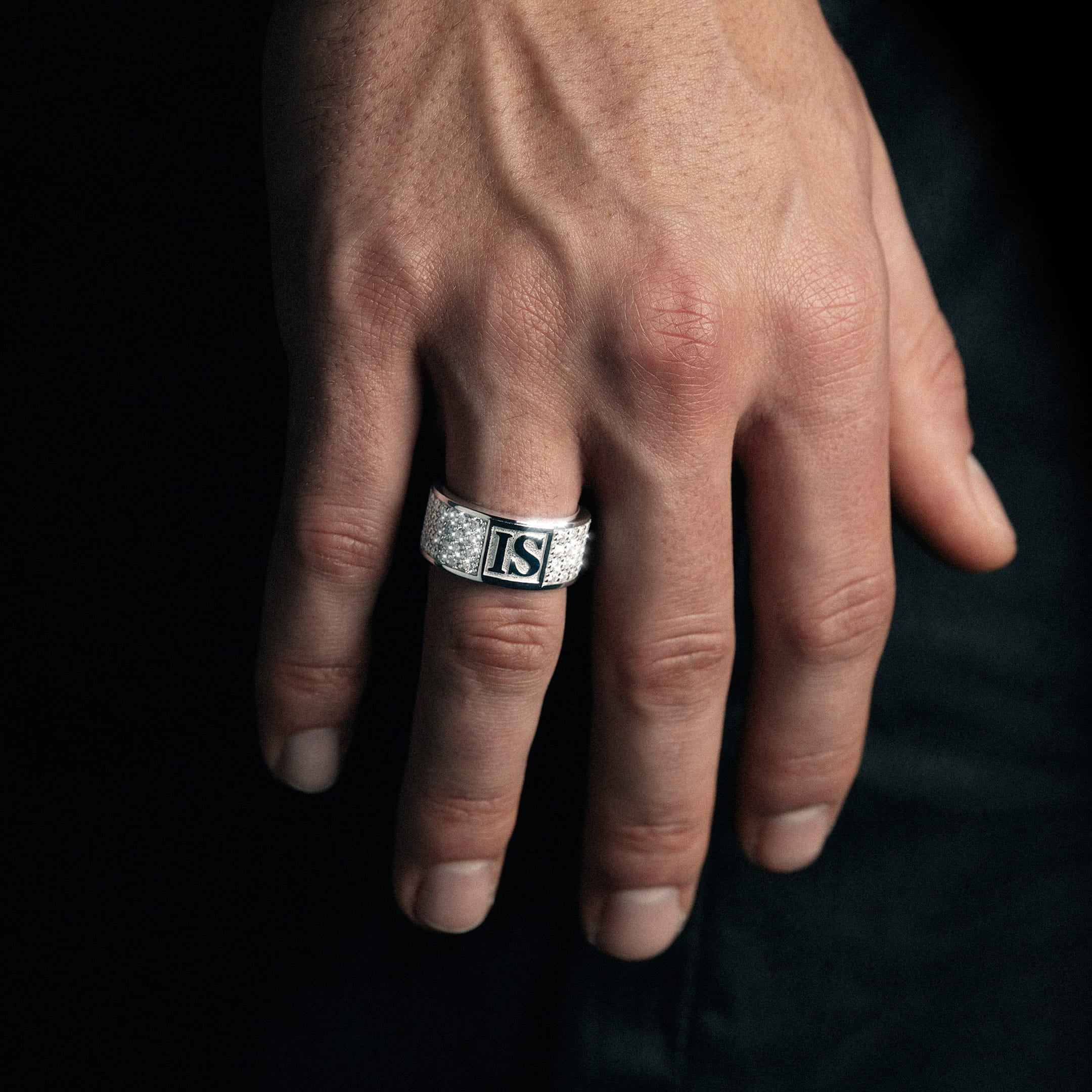 Pierścień Band Diamond IS Moissanit VVS S925 Białe Złoto