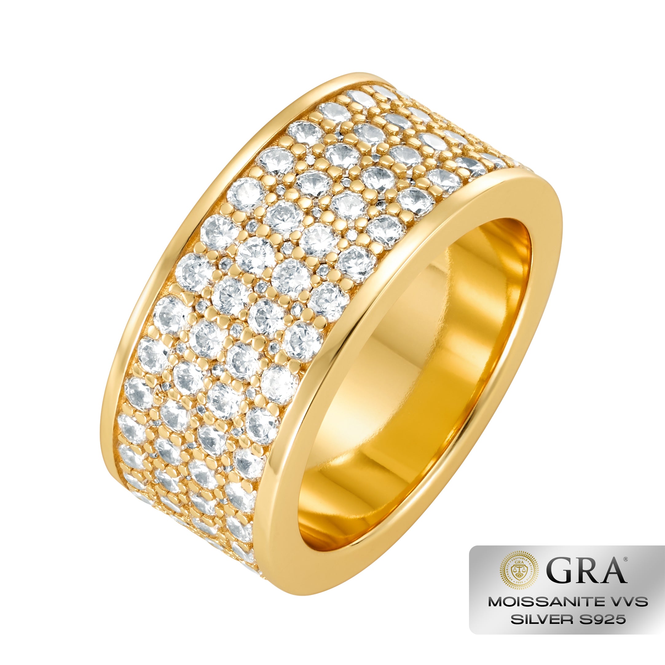 Pierścień Band Diamond IS Moissanit VVS S925 Złoto