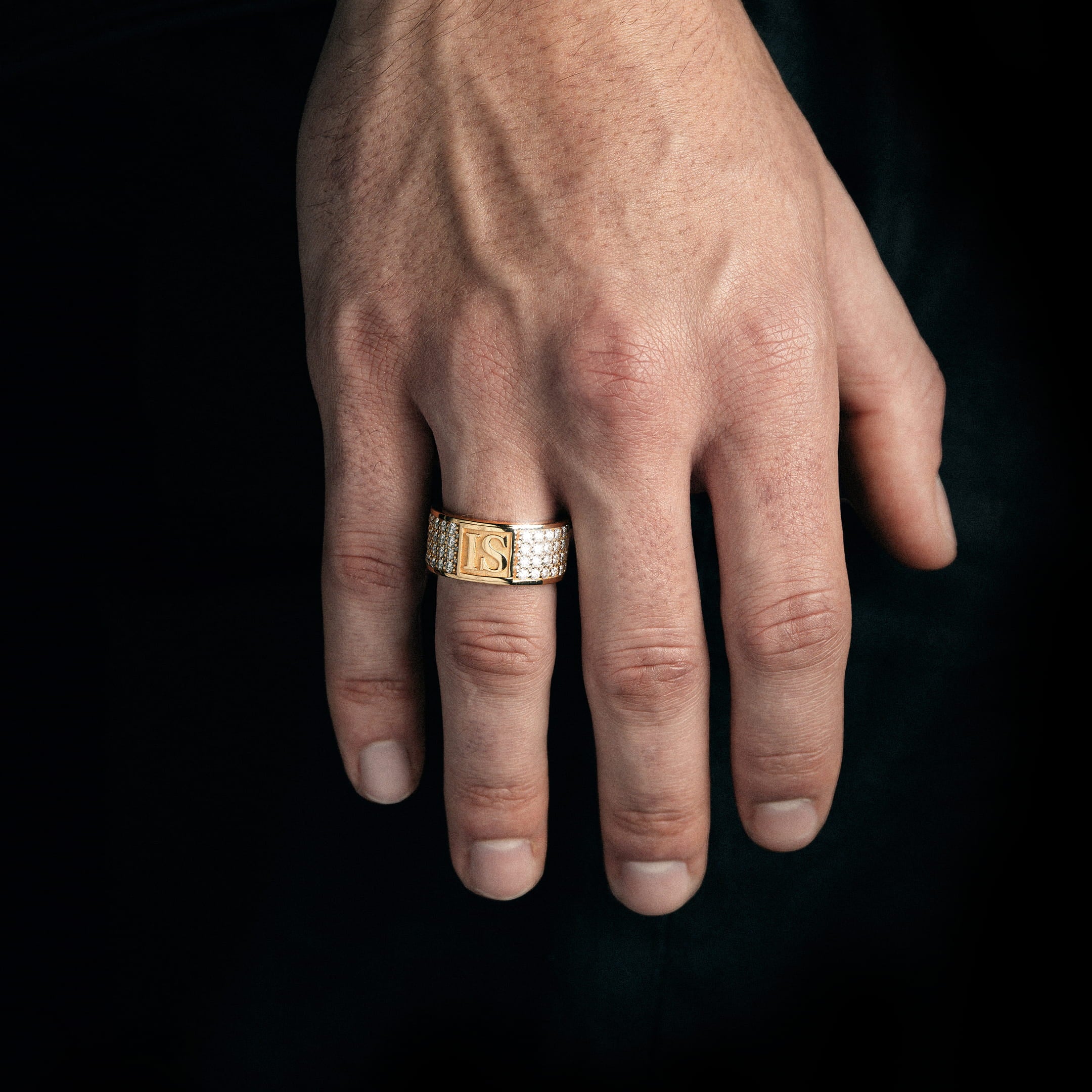 Pierścień Band Diamond IS Moissanit VVS S925 Złoto