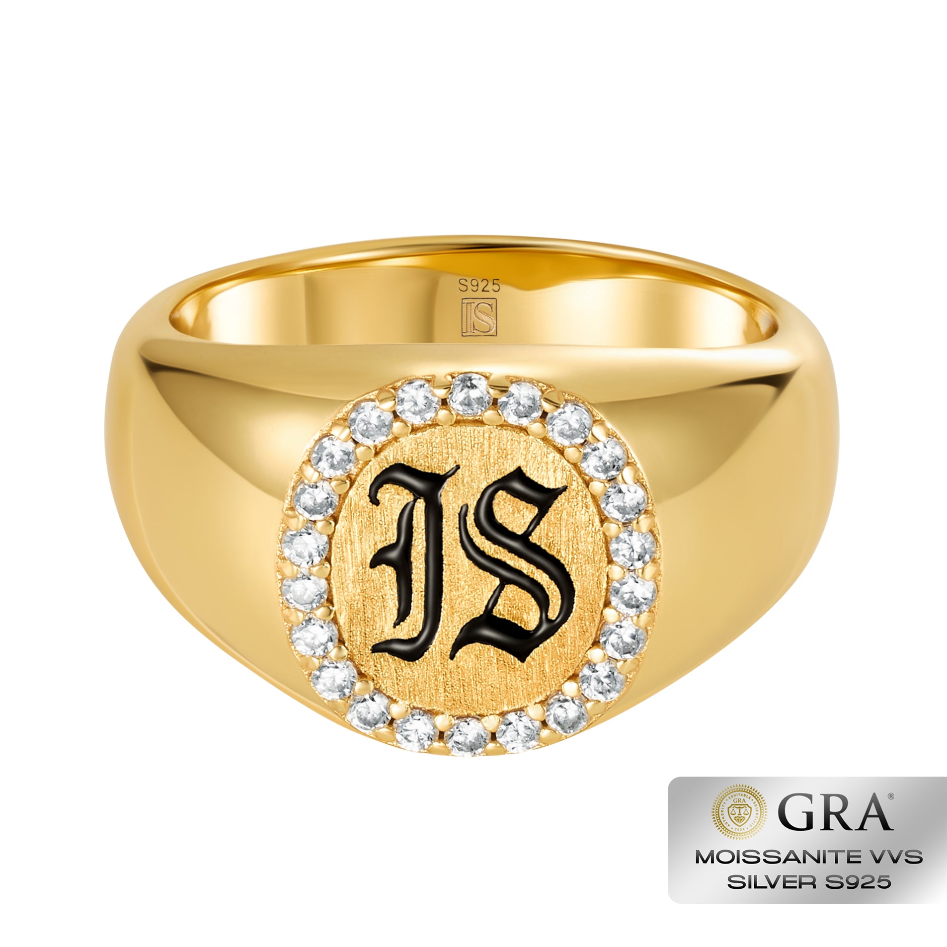 Pierścień Diamond IS Gothic Moissanit VVS S925 Złoto