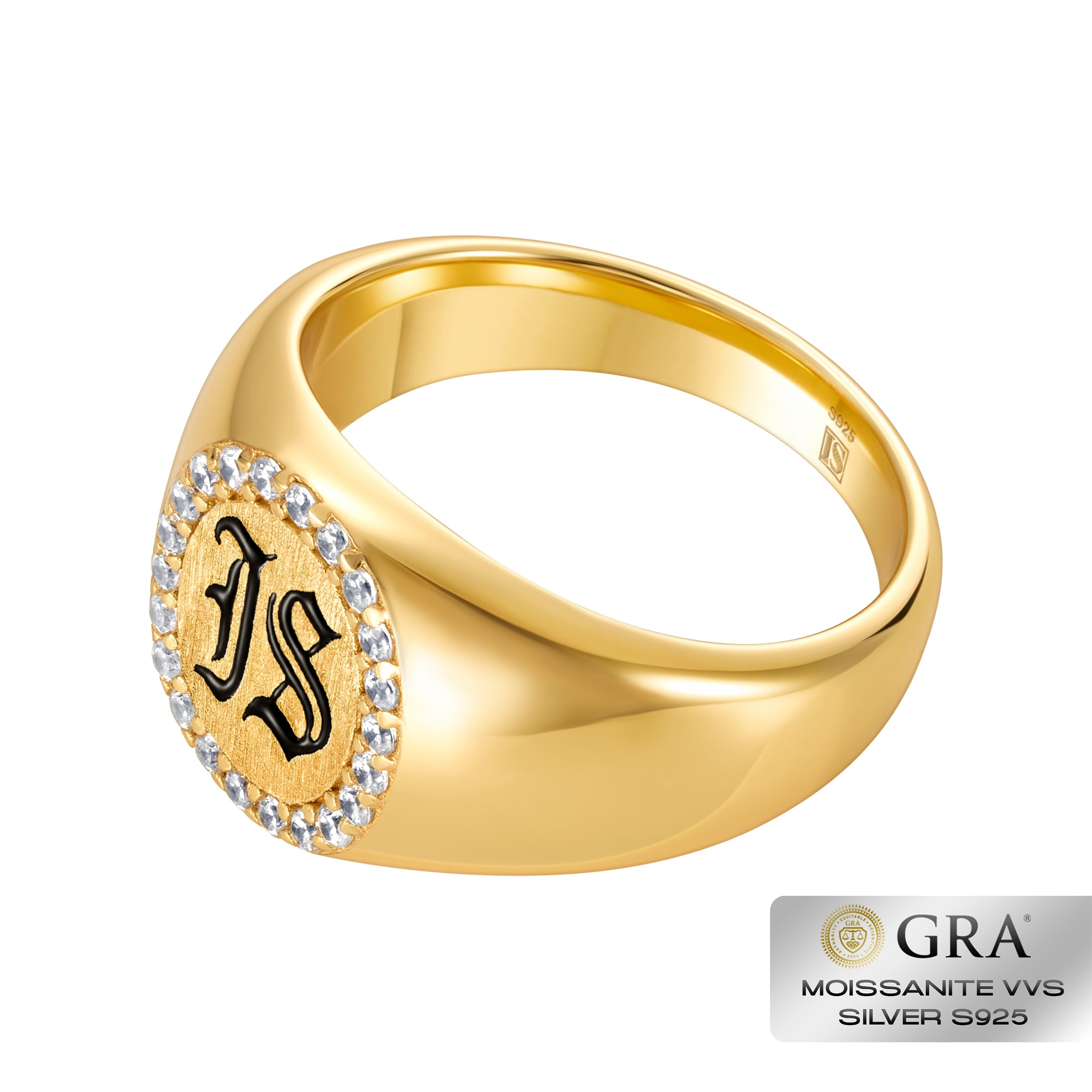 Pierścień Diamond IS Gothic Moissanit VVS S925 Złoto