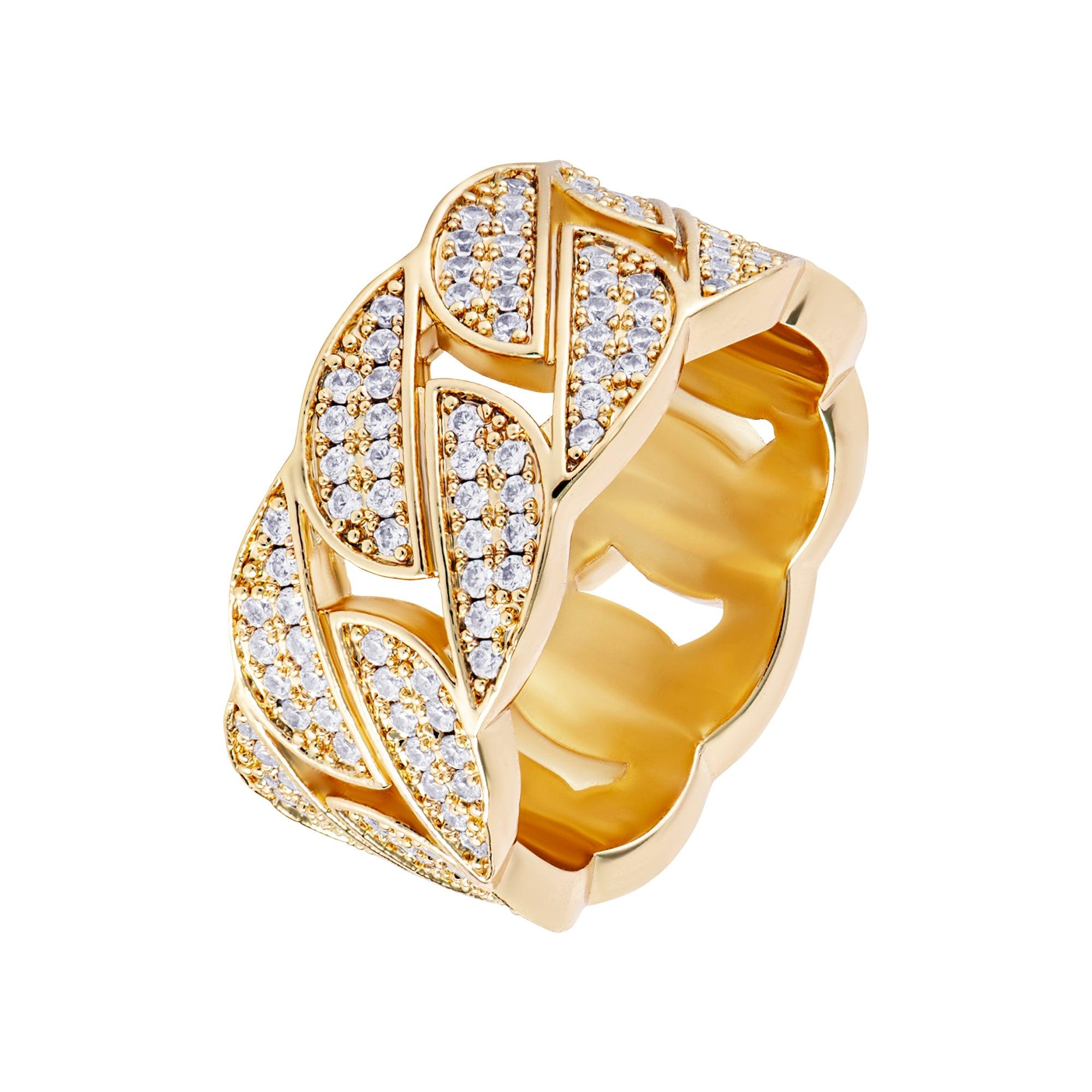 Diamond Cuban Ring Złoto - IcedStuff