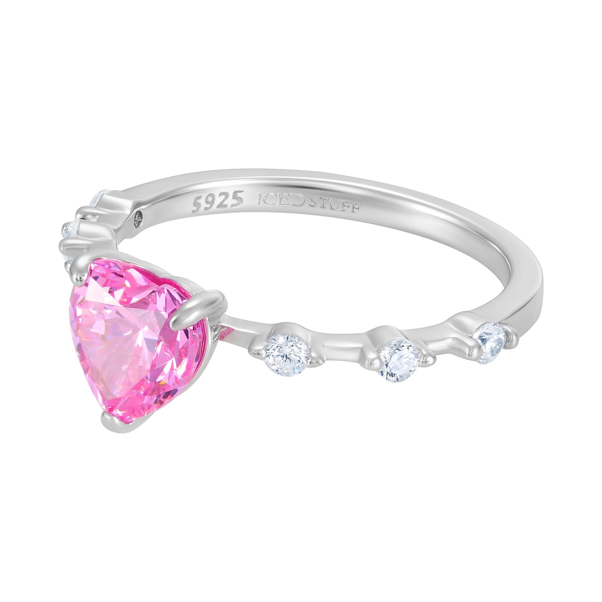 Pierścionek Crystal Heart Promise Pink Białe Złoto S925