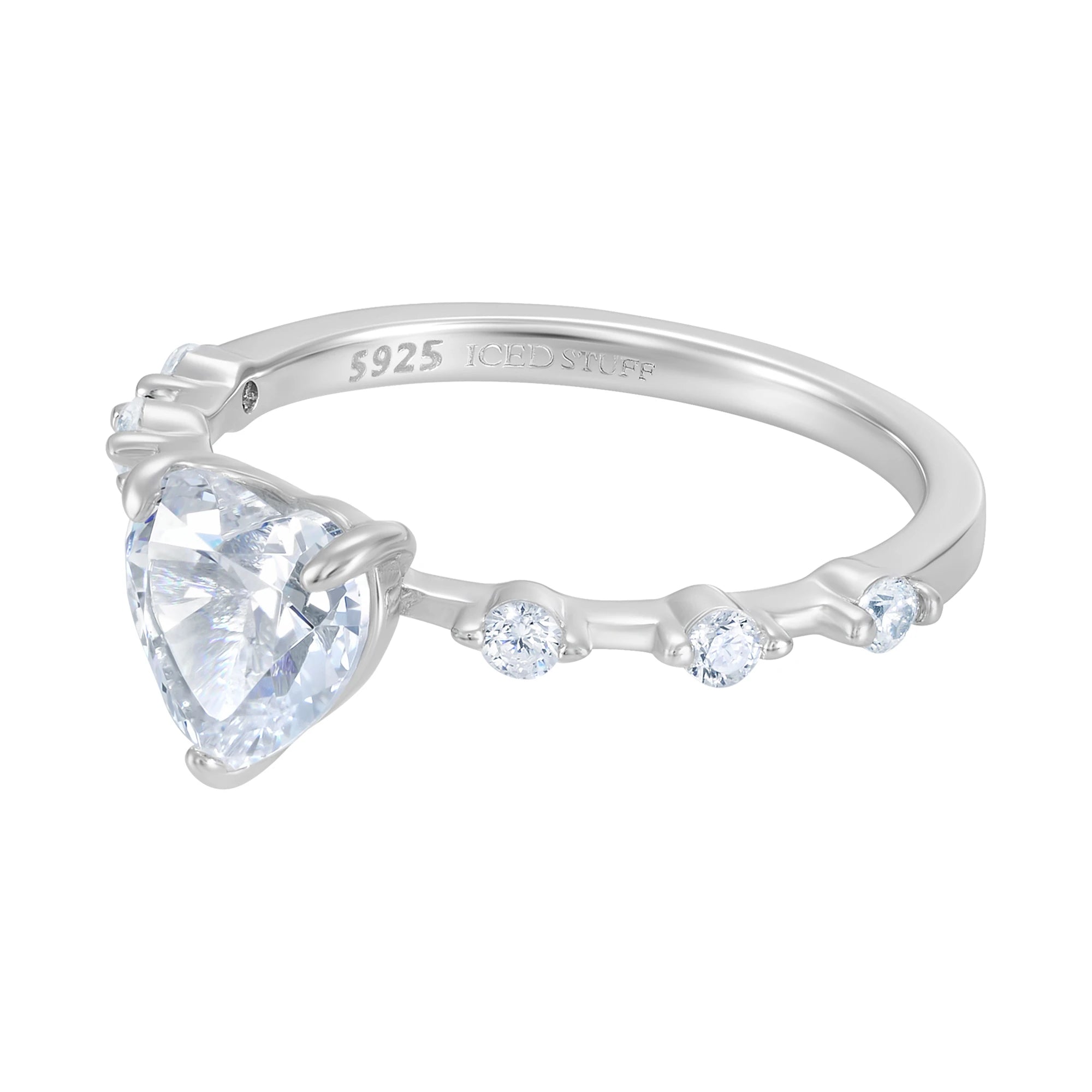 Pierścionek Crystal Heart Promise White Białe Złoto S925