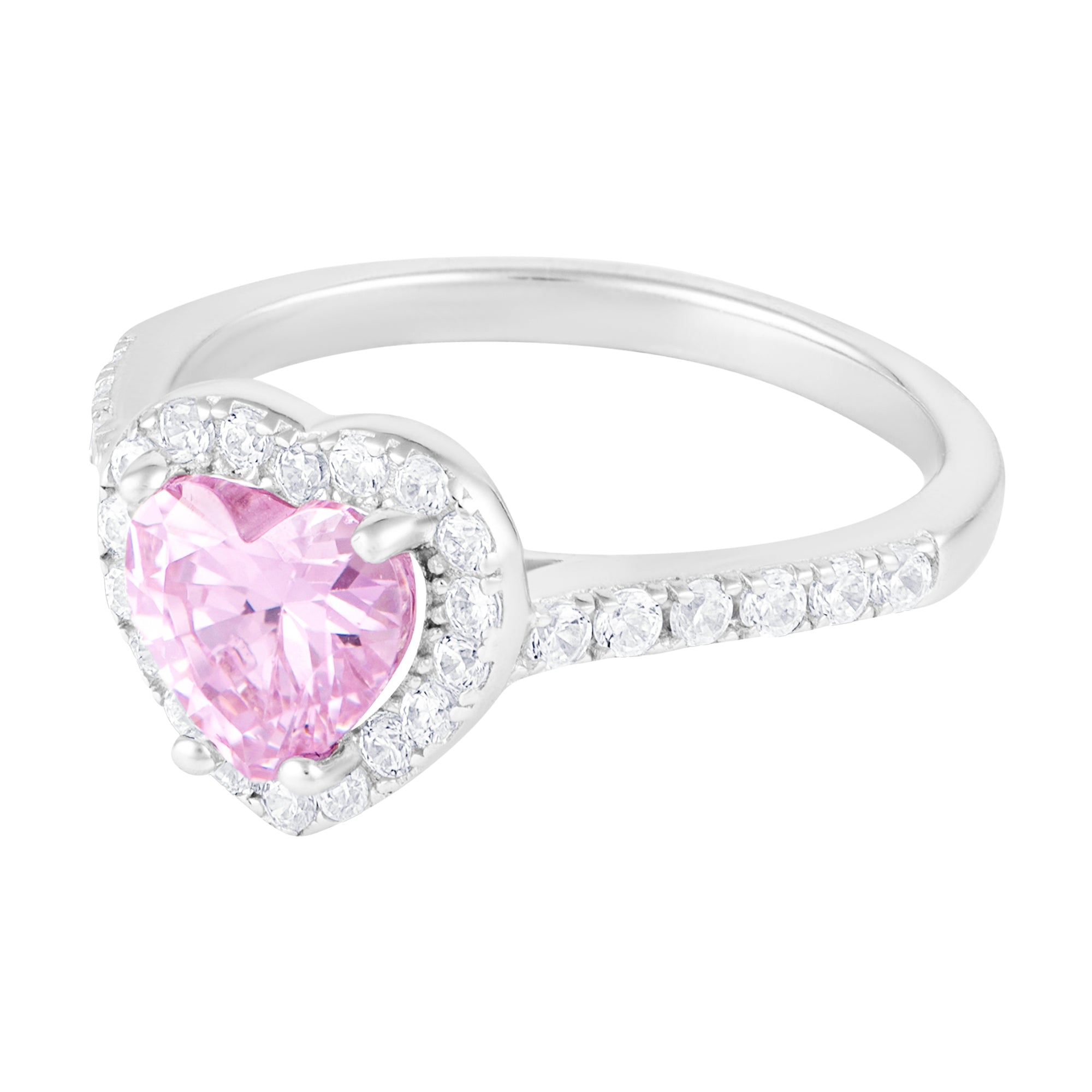 Pierścionek Heart Gem Pink Białe Złoto Serce S925