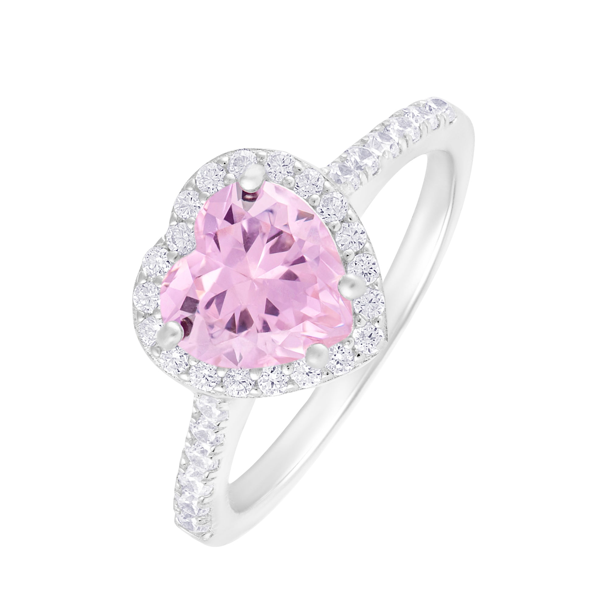 Pierścionek Heart Gem Pink Białe Złoto Serce S925
