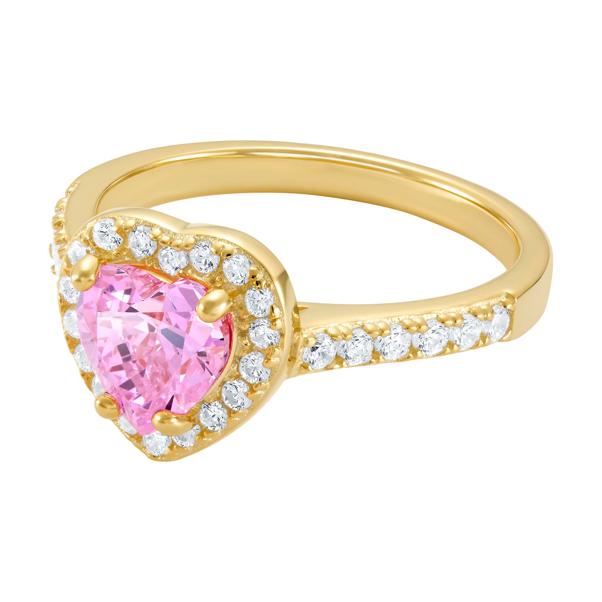 Pierścionek Heart Gem Pink Złoto Serce S925