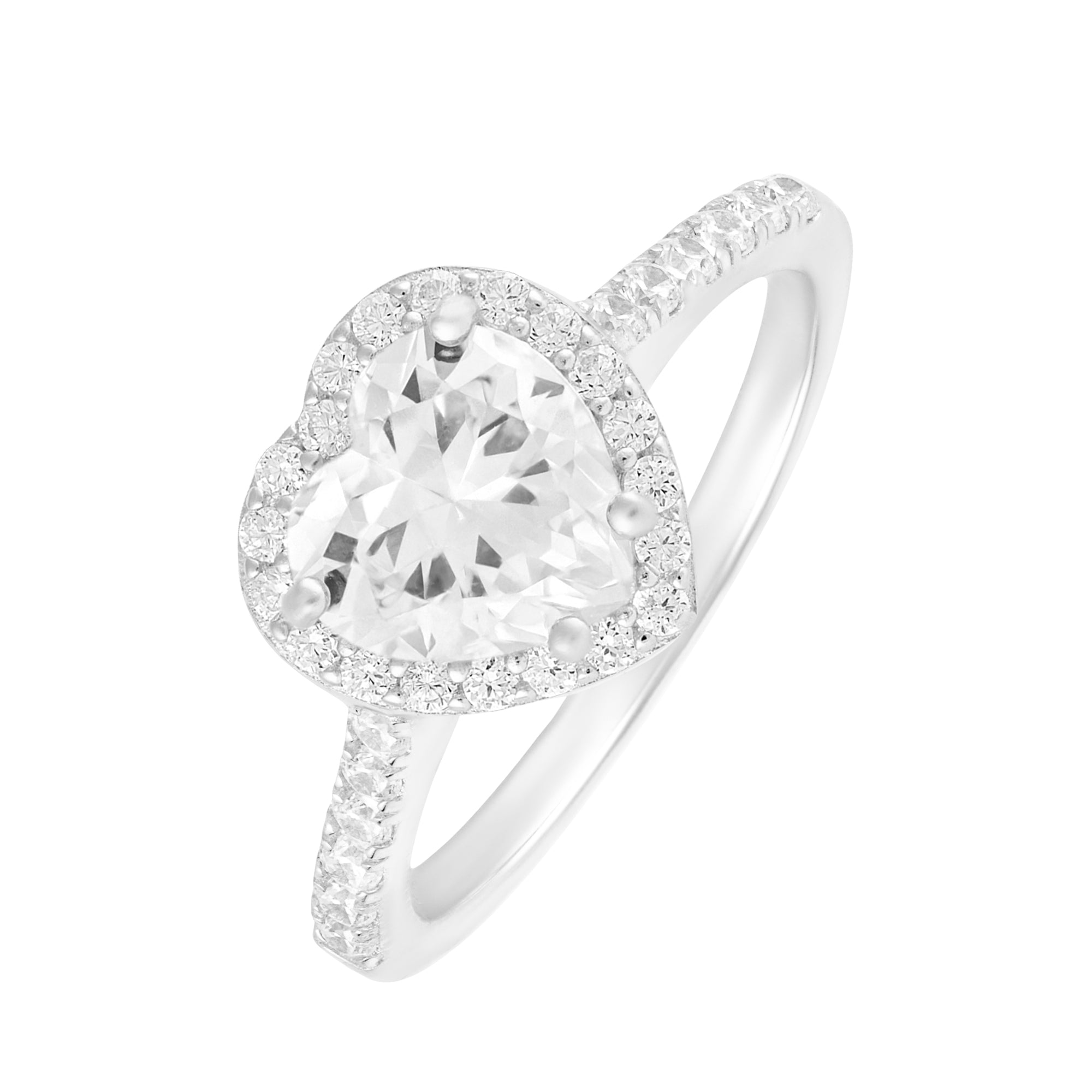 Pierścionek Heart Gem White Białe Złoto Serce S925