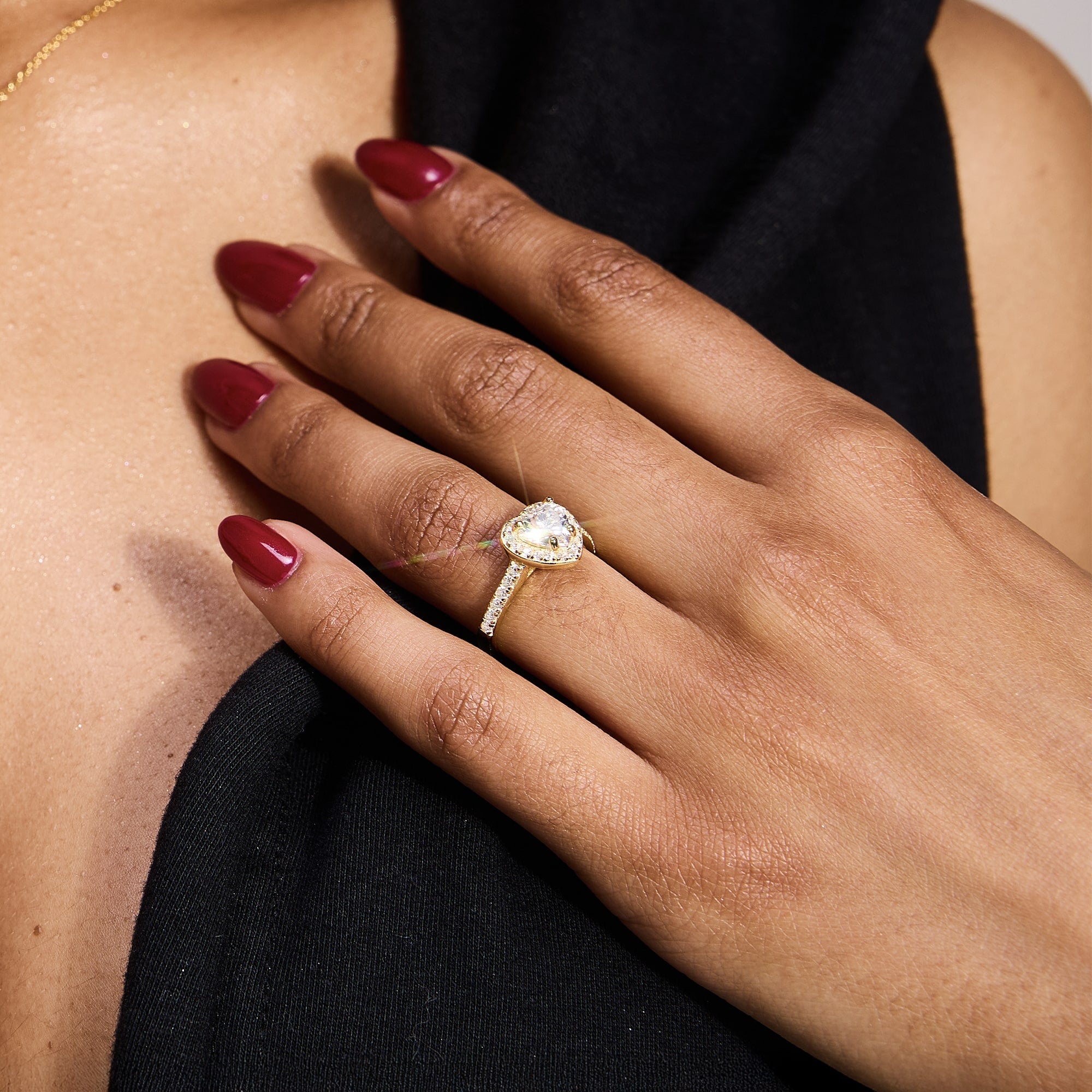 Pierścionek Heart Gem White Złoto Serce S925