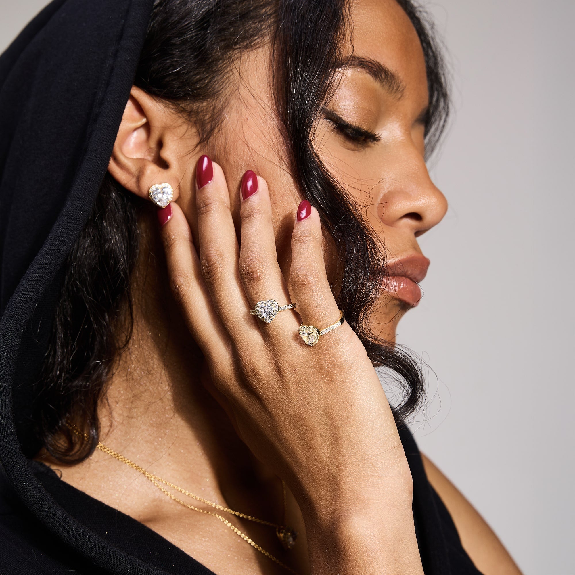 Pierścionek Heart Gem White Złoto Serce S925