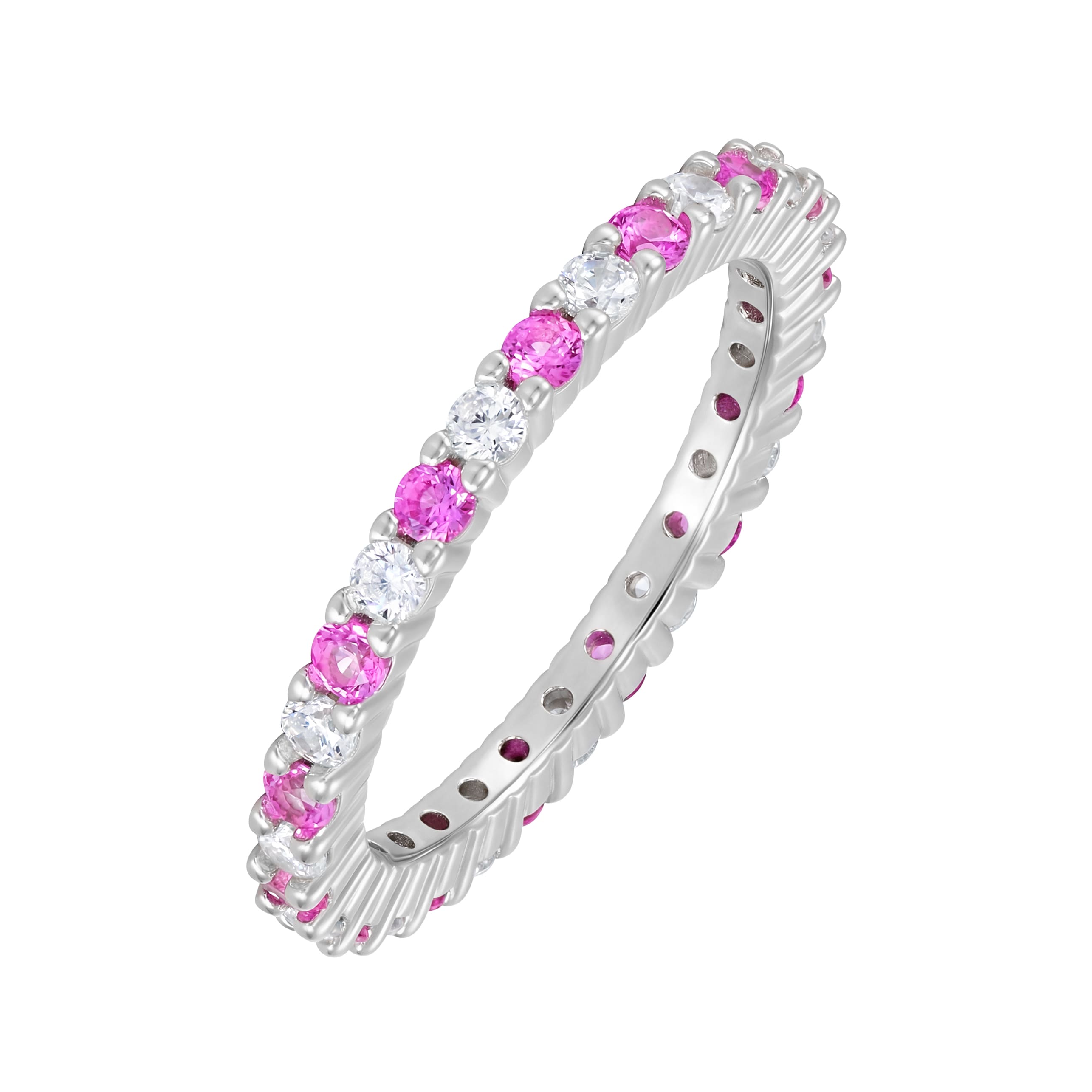 Pierścionek Micro Tennis Diamond Pink & White S925