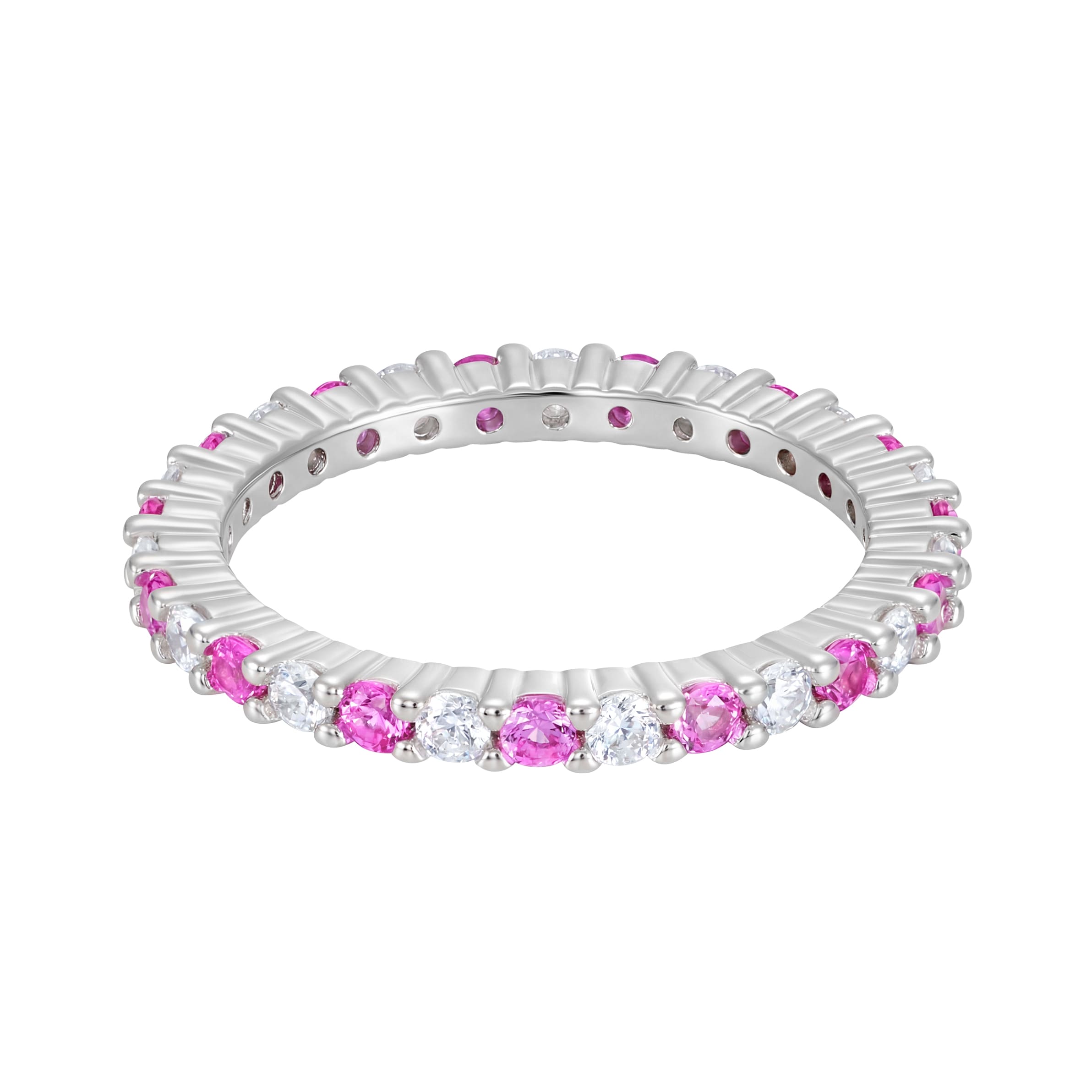 Pierścionek Micro Tennis Diamond Pink & White S925