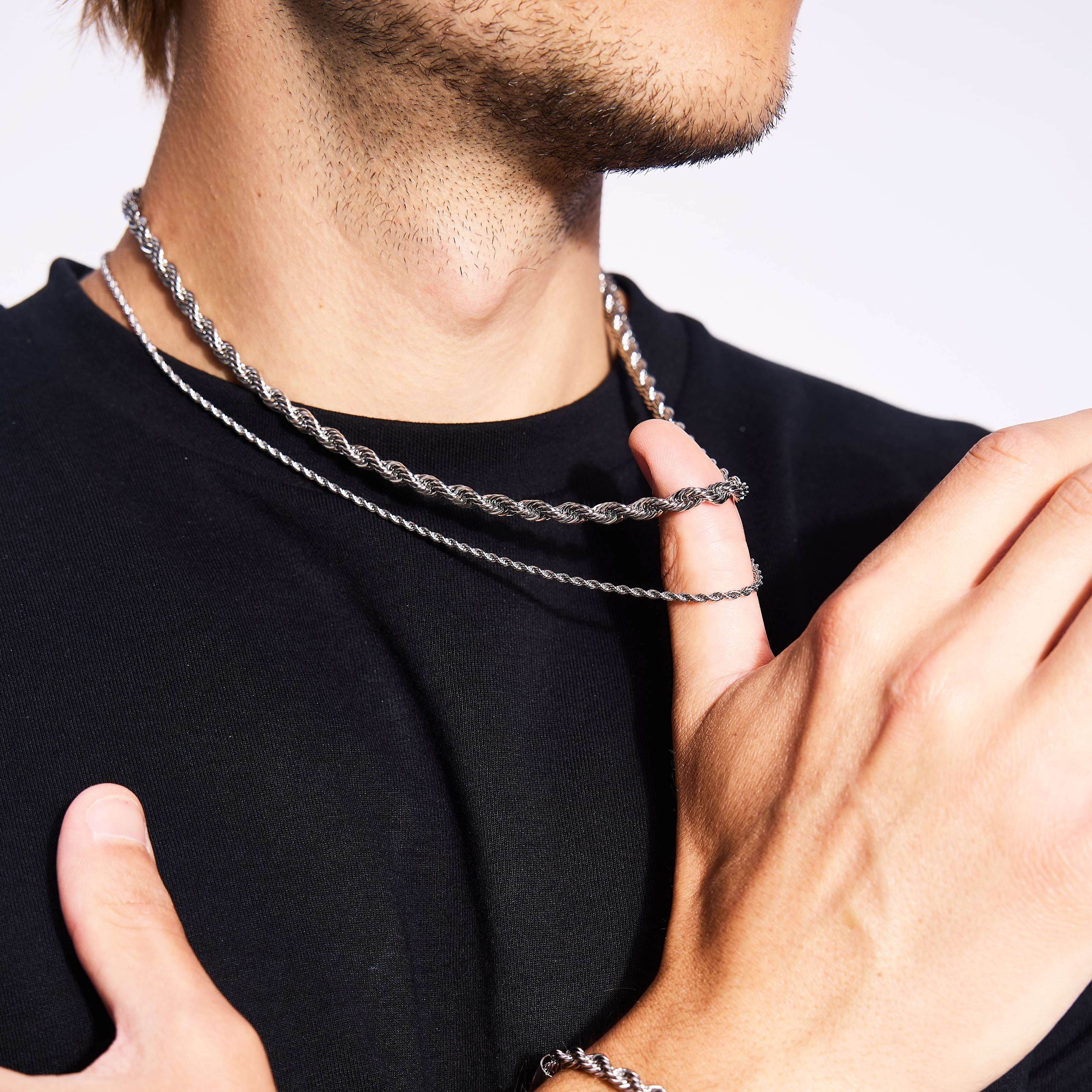 Łańcuch Rope 2mm Białe Złoto