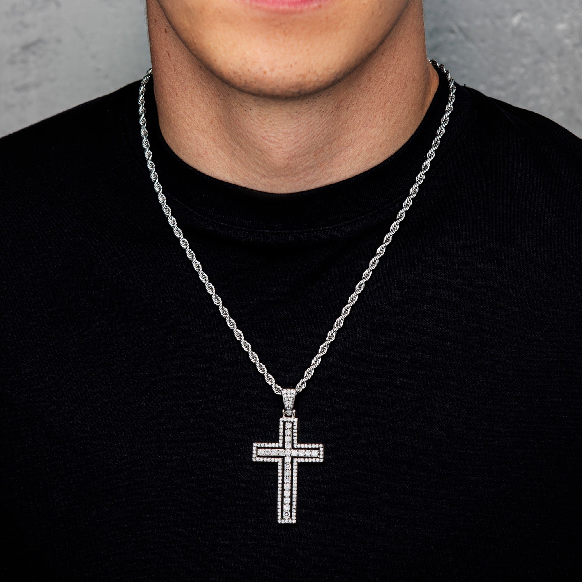 Zawieszka Cut Cross Białe Złoto