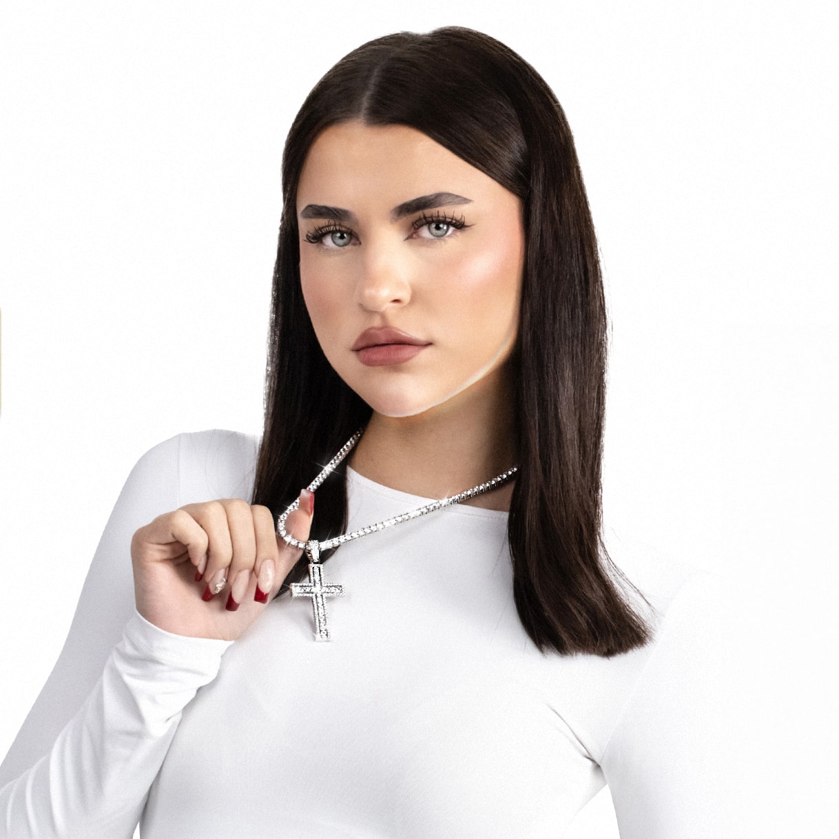 Zawieszka Cut Cross Białe Złoto