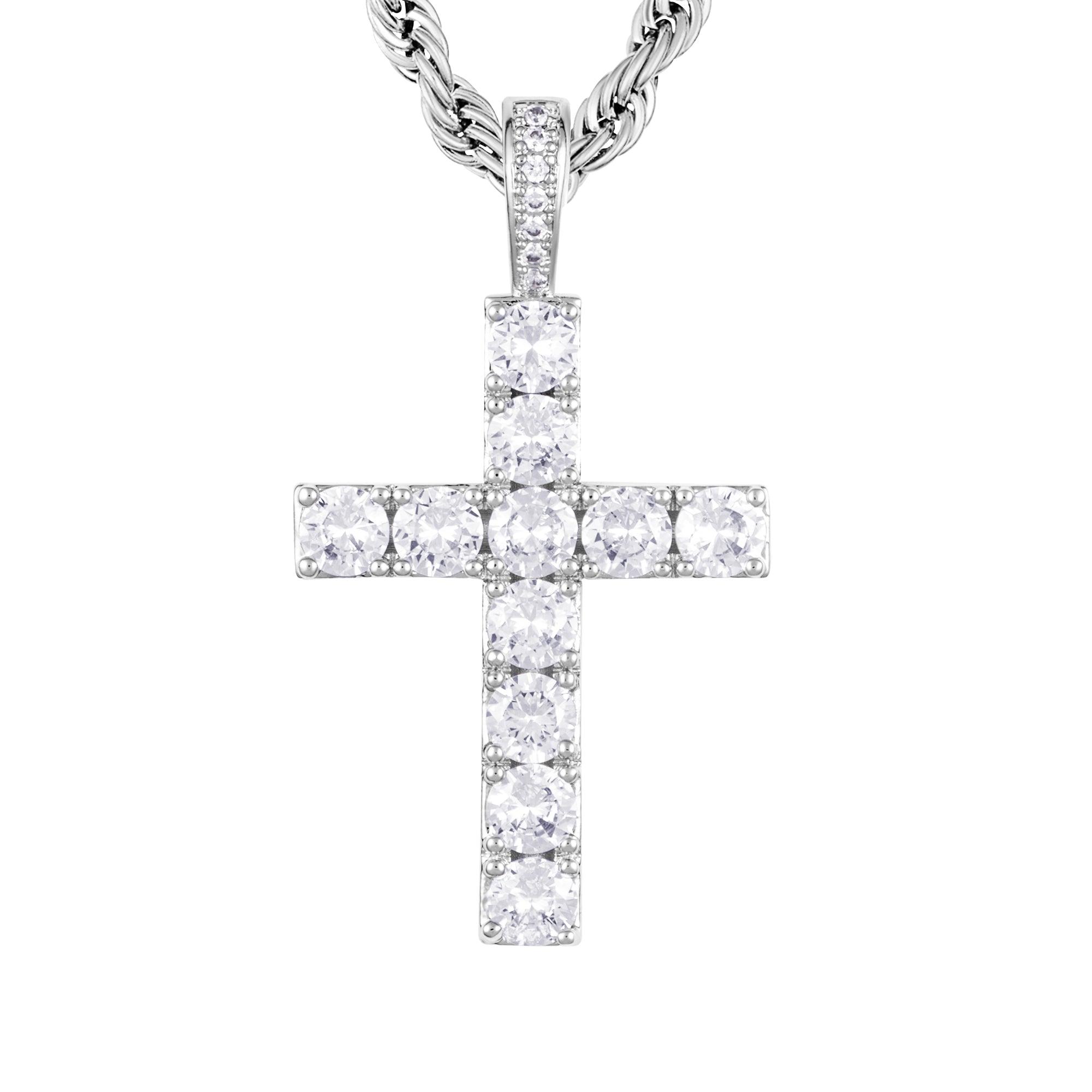 DIAMOND CROSS BIAŁE ZŁOTO - IcedStuff