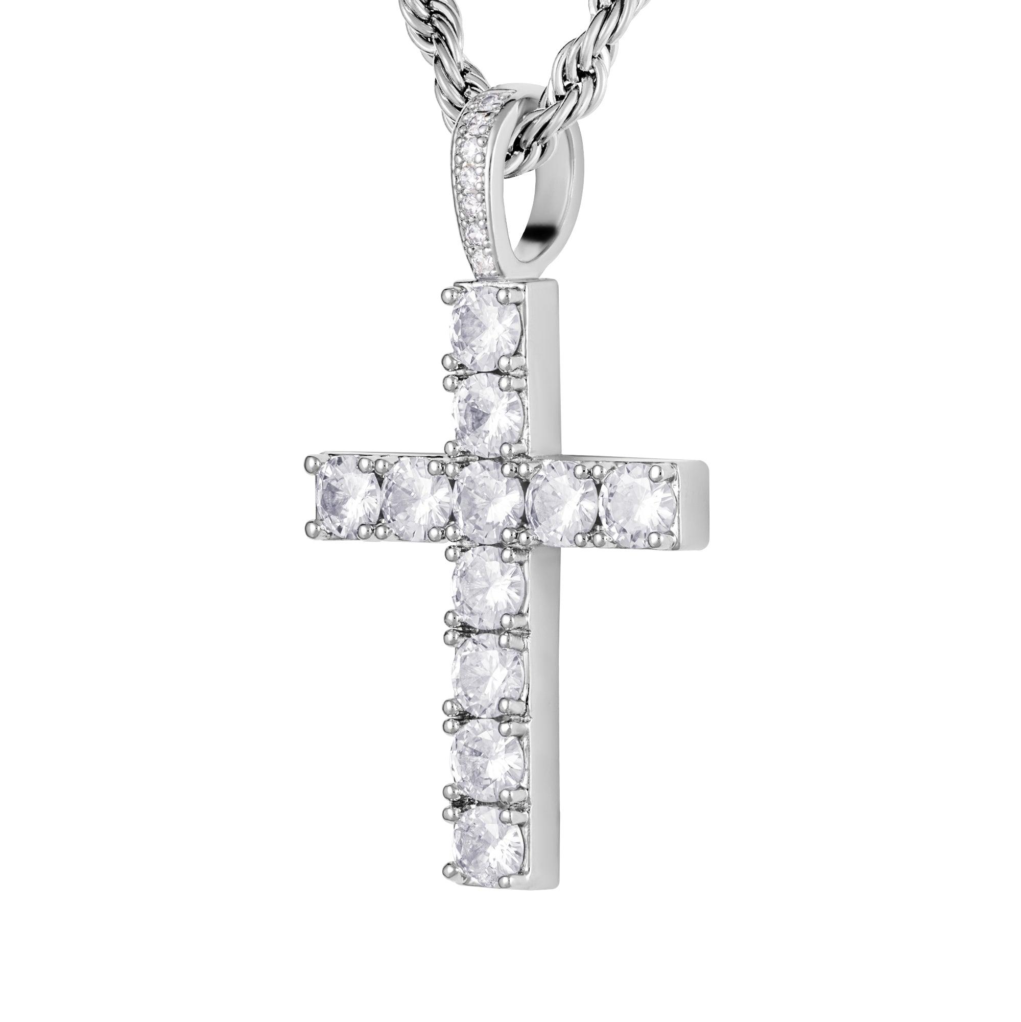 DIAMOND CROSS BIAŁE ZŁOTO - IcedStuff