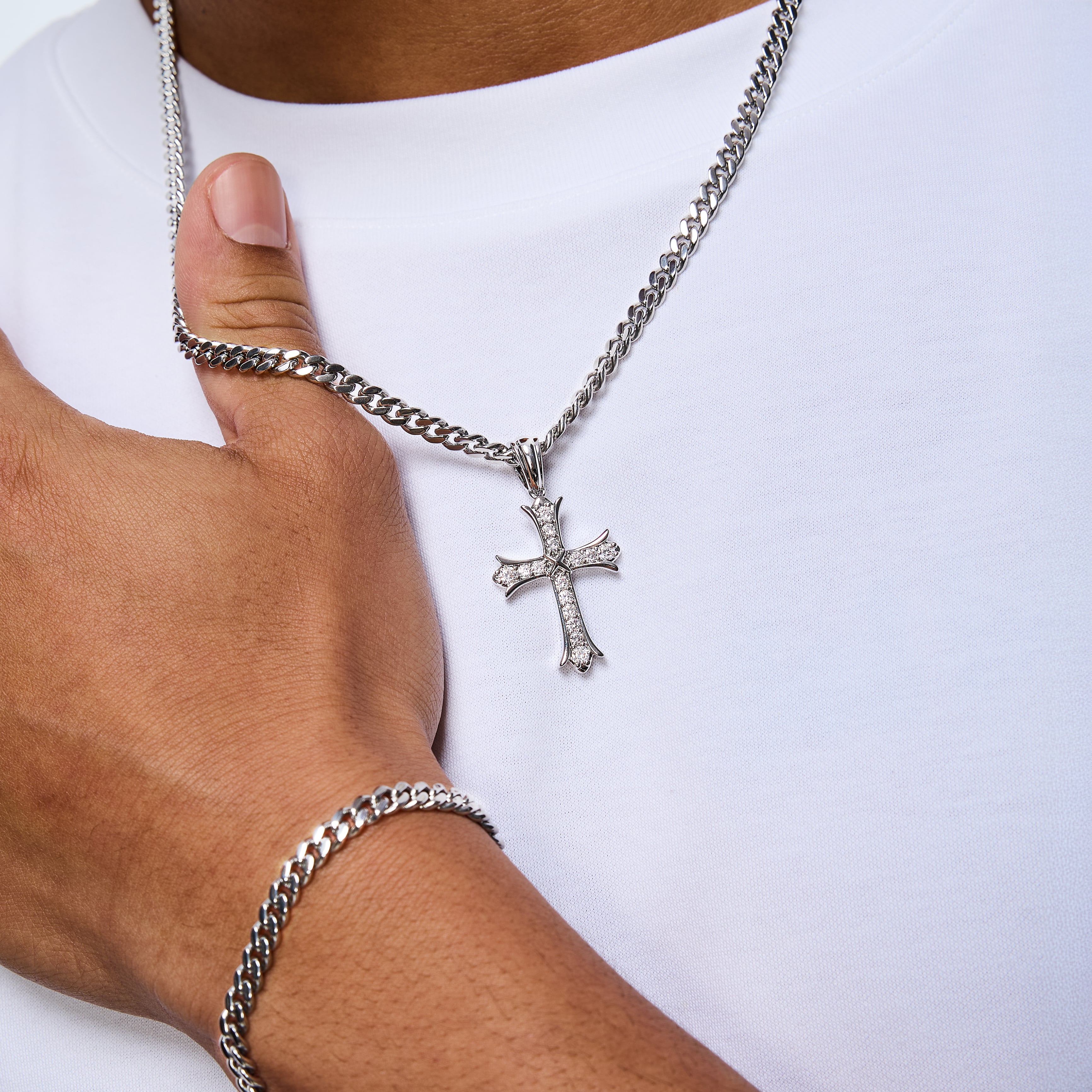 Zawieszka Sharp Cross Białe Złoto