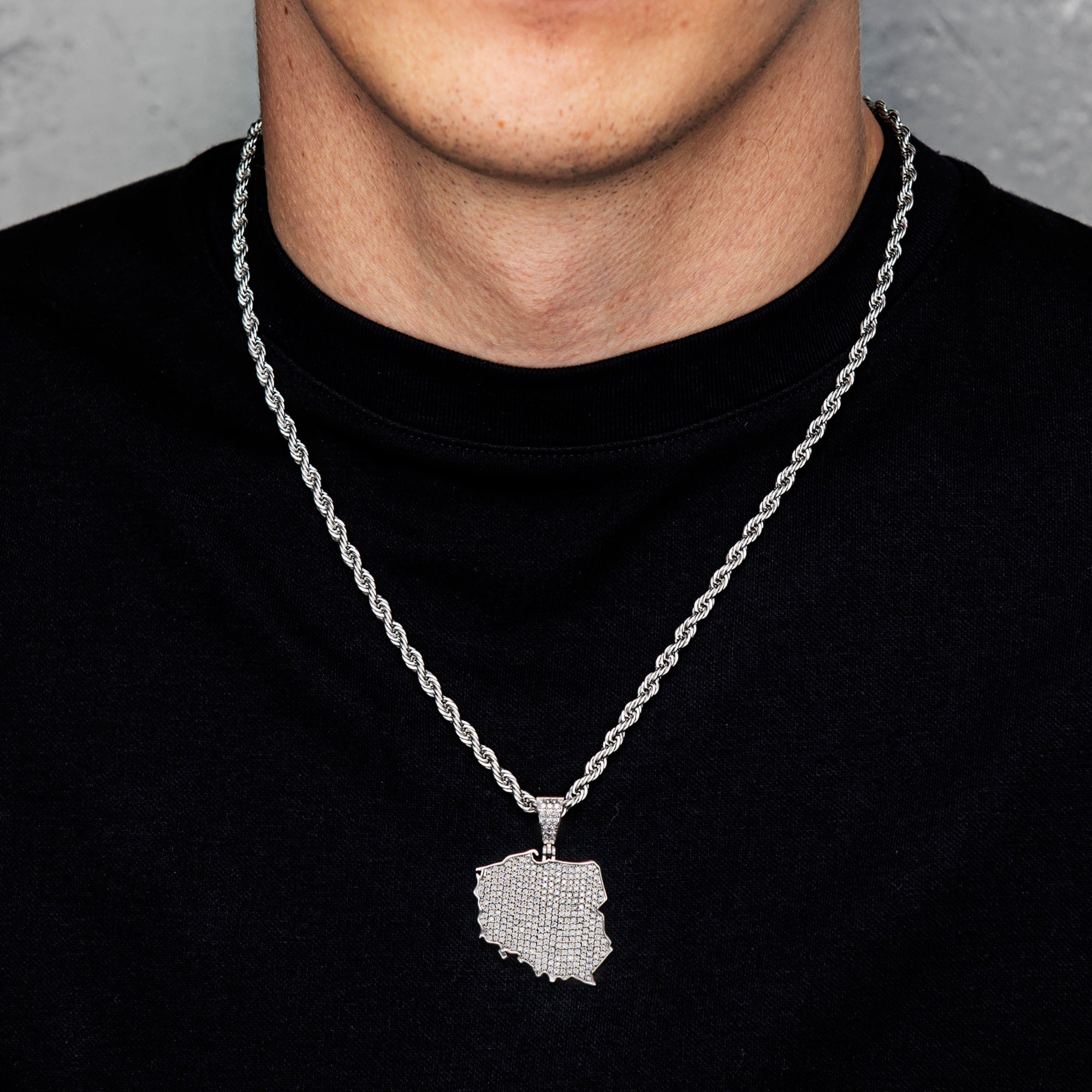 Zawieszka Mapa Polski Białe Złoto