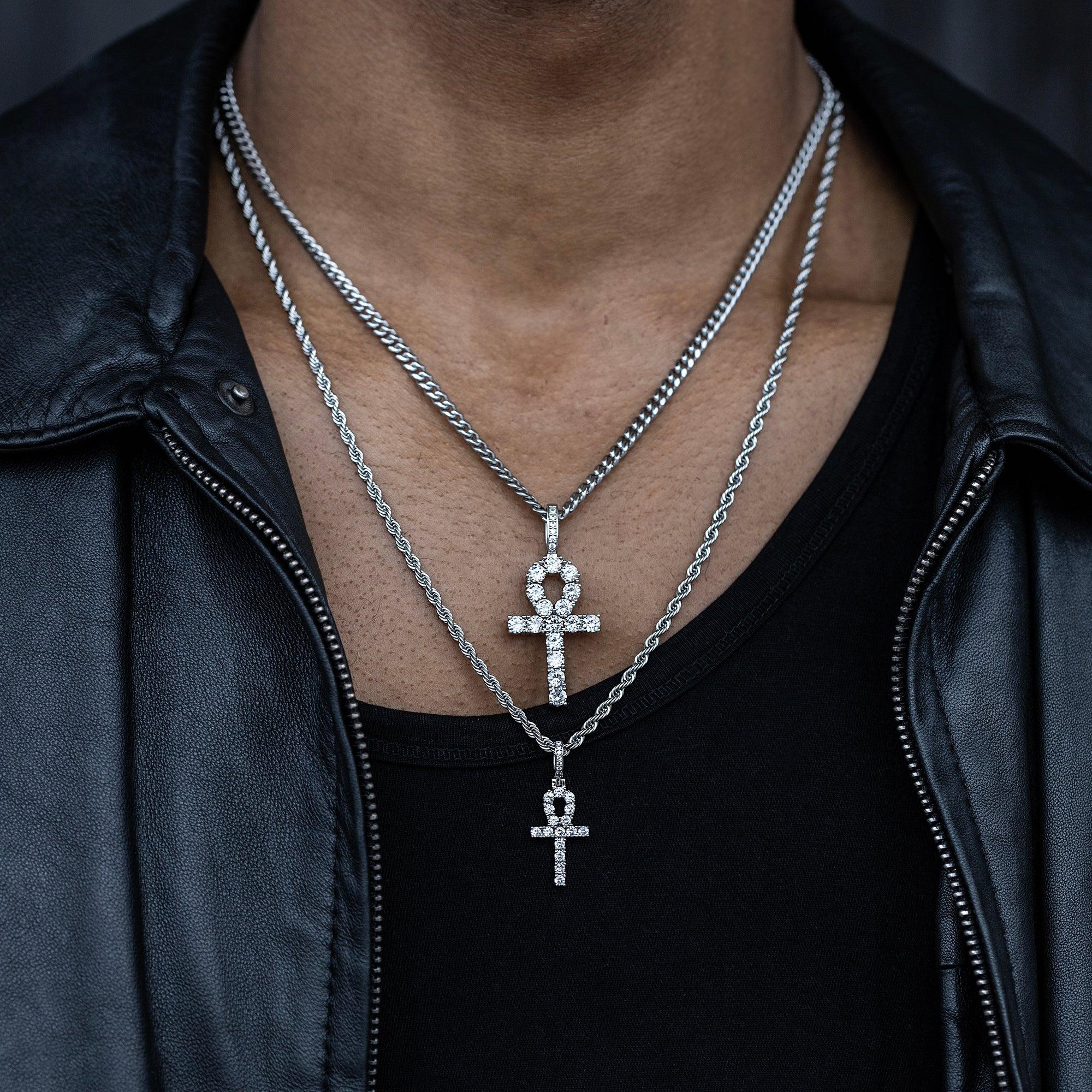 MICRO ANKH CROSS BIAŁE ZŁOTO - IcedStuff