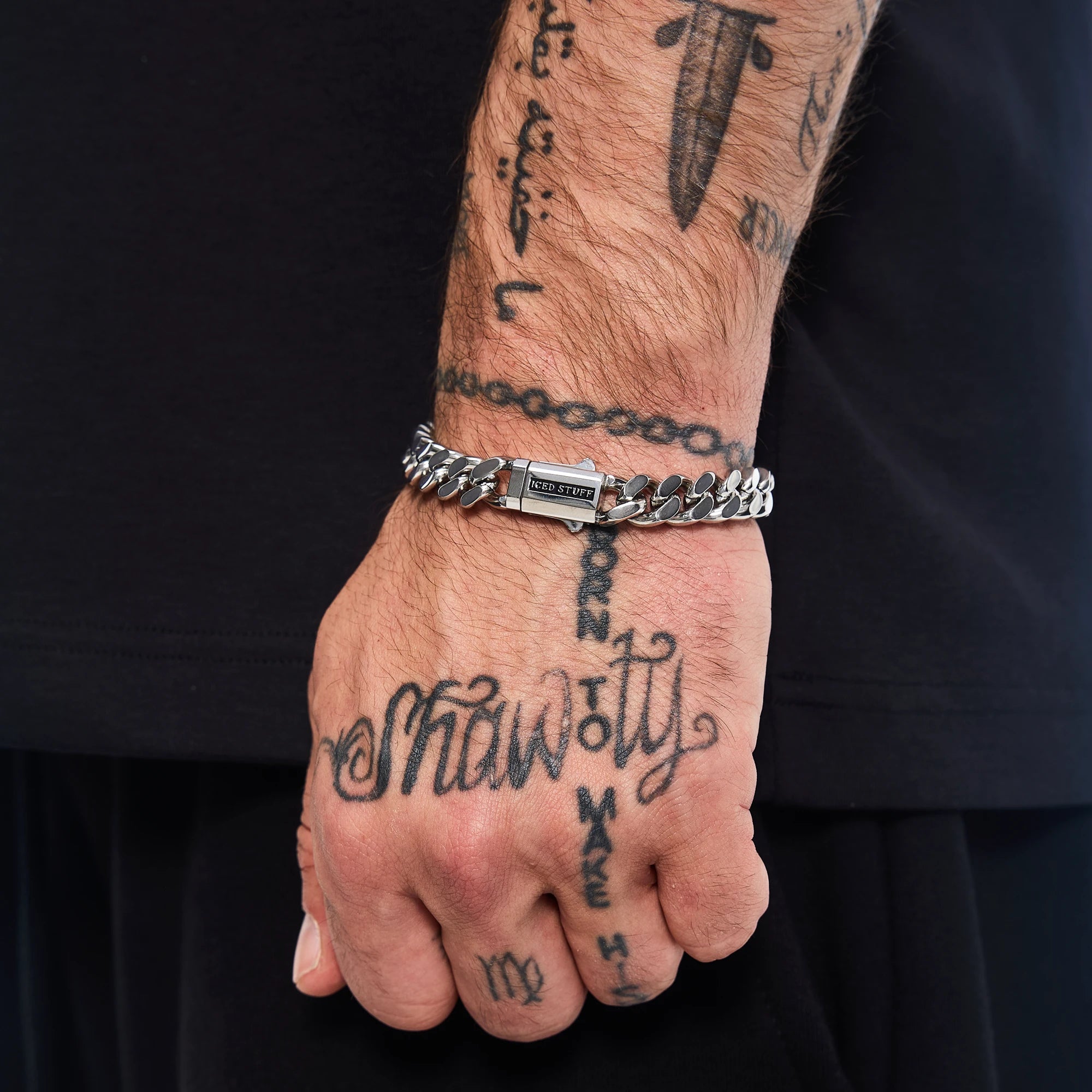 Bransoletka Premium Curb Cuban Link 10mm Białe Złoto