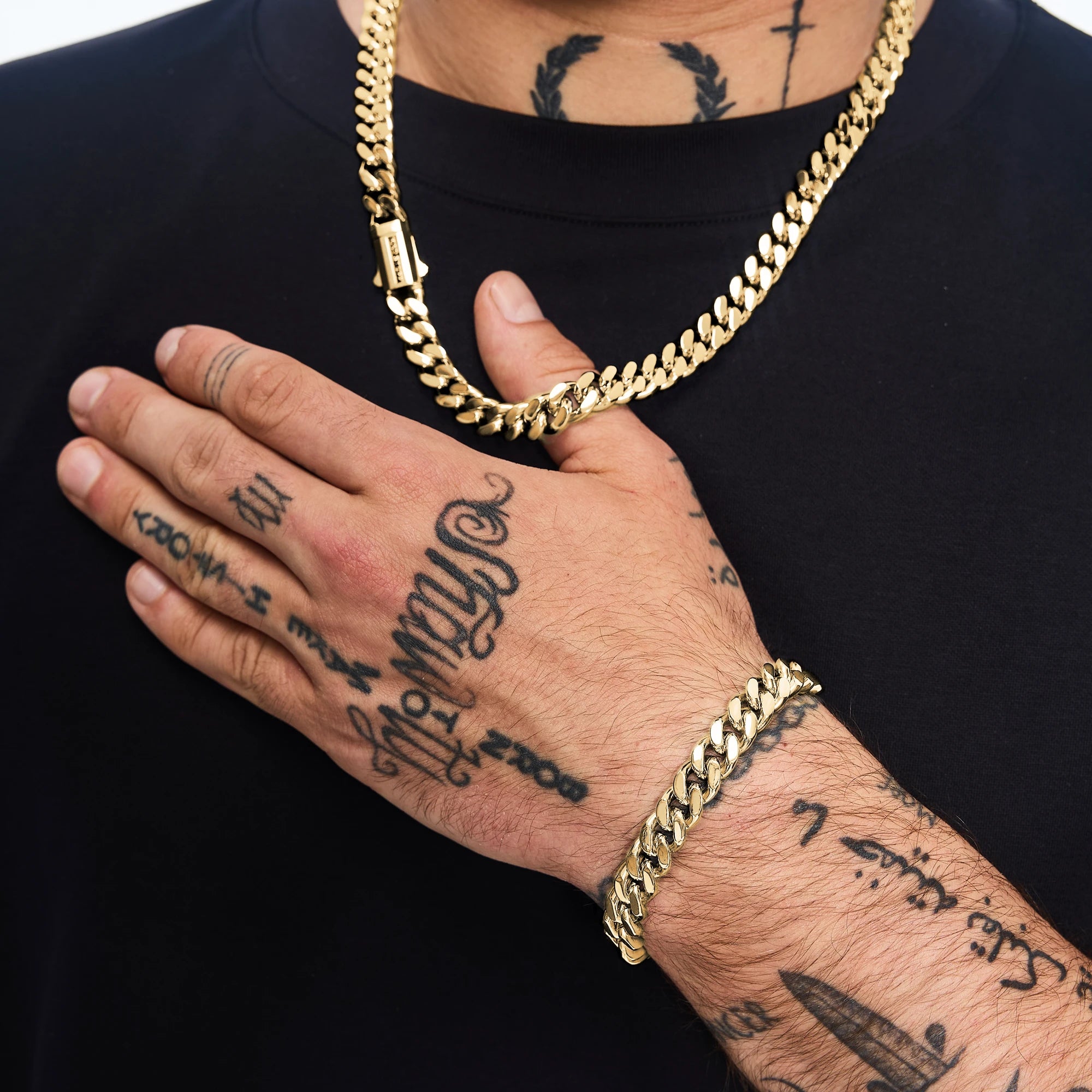 Bransoletka Premium Curb Cuban Link 10mm Złoto