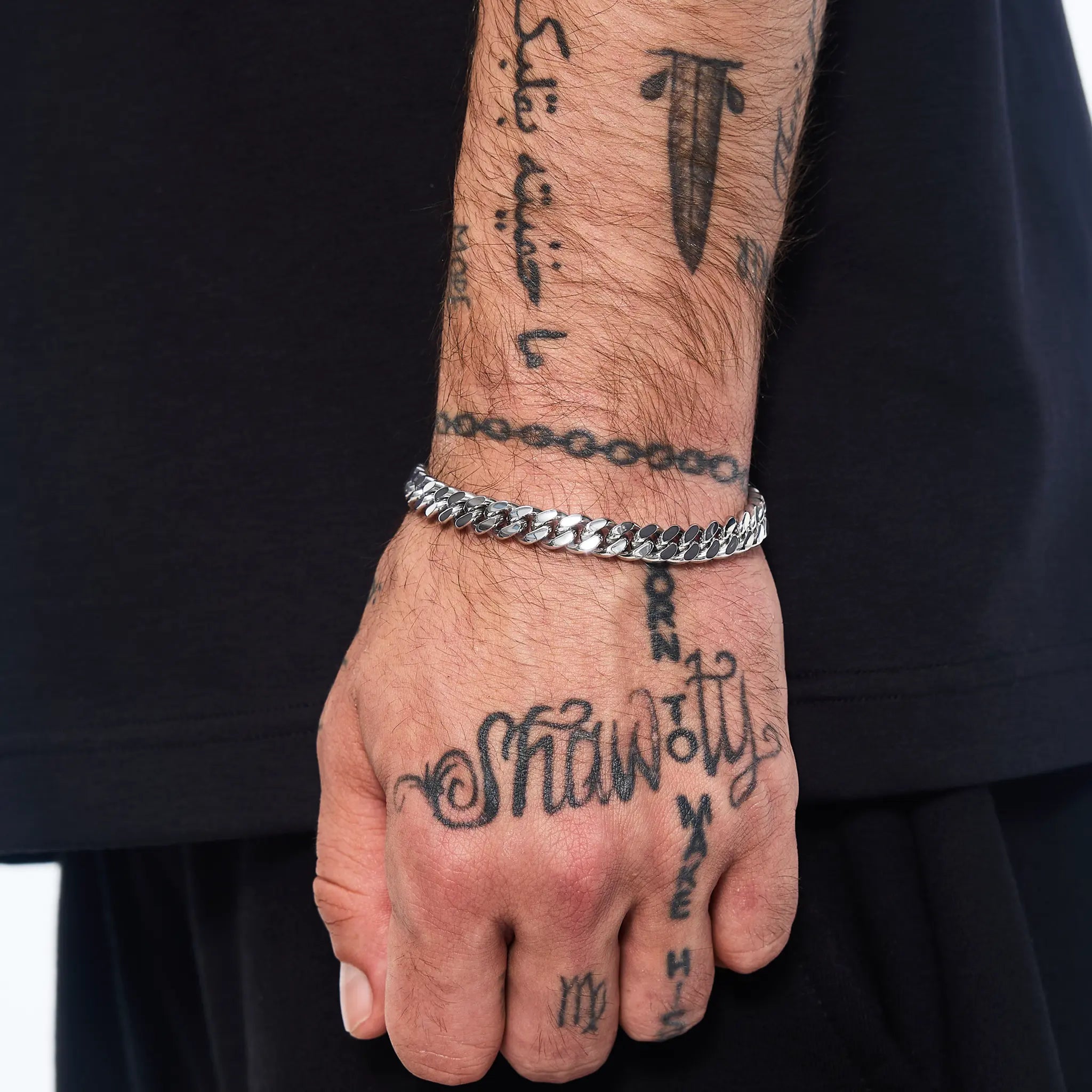 Bransoletka Premium Curb Cuban Link 8mm Białe Złoto