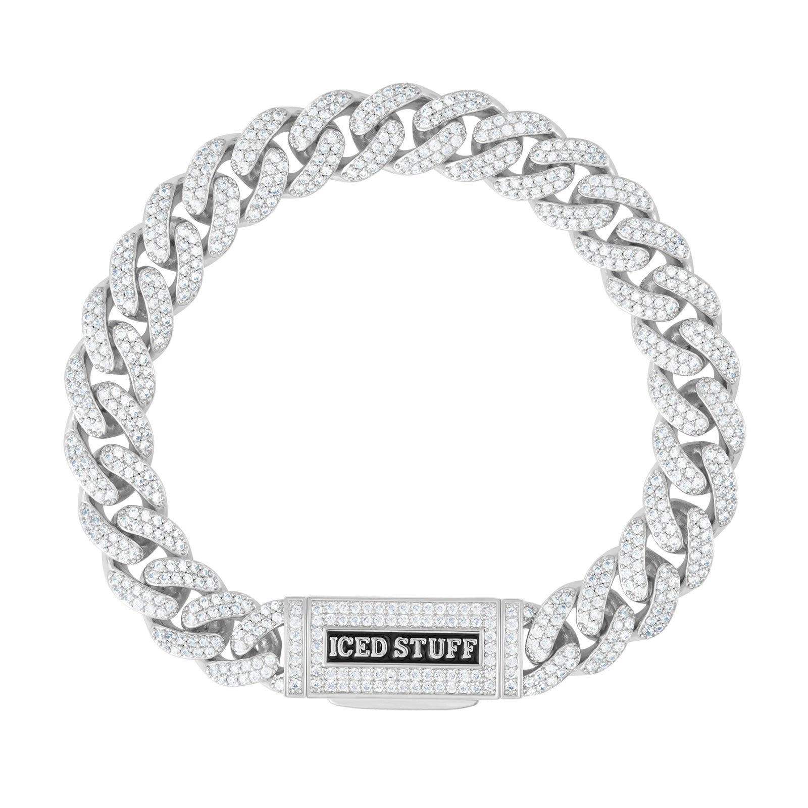 Bransoletka Premium Diamond Cuban Link 10mm Białe Złoto