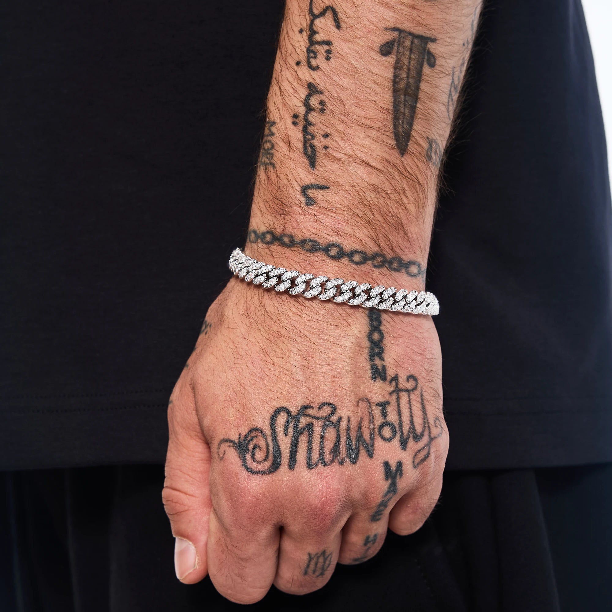 Bransoletka Premium Diamond Cuban Link 8mm Białe Złoto