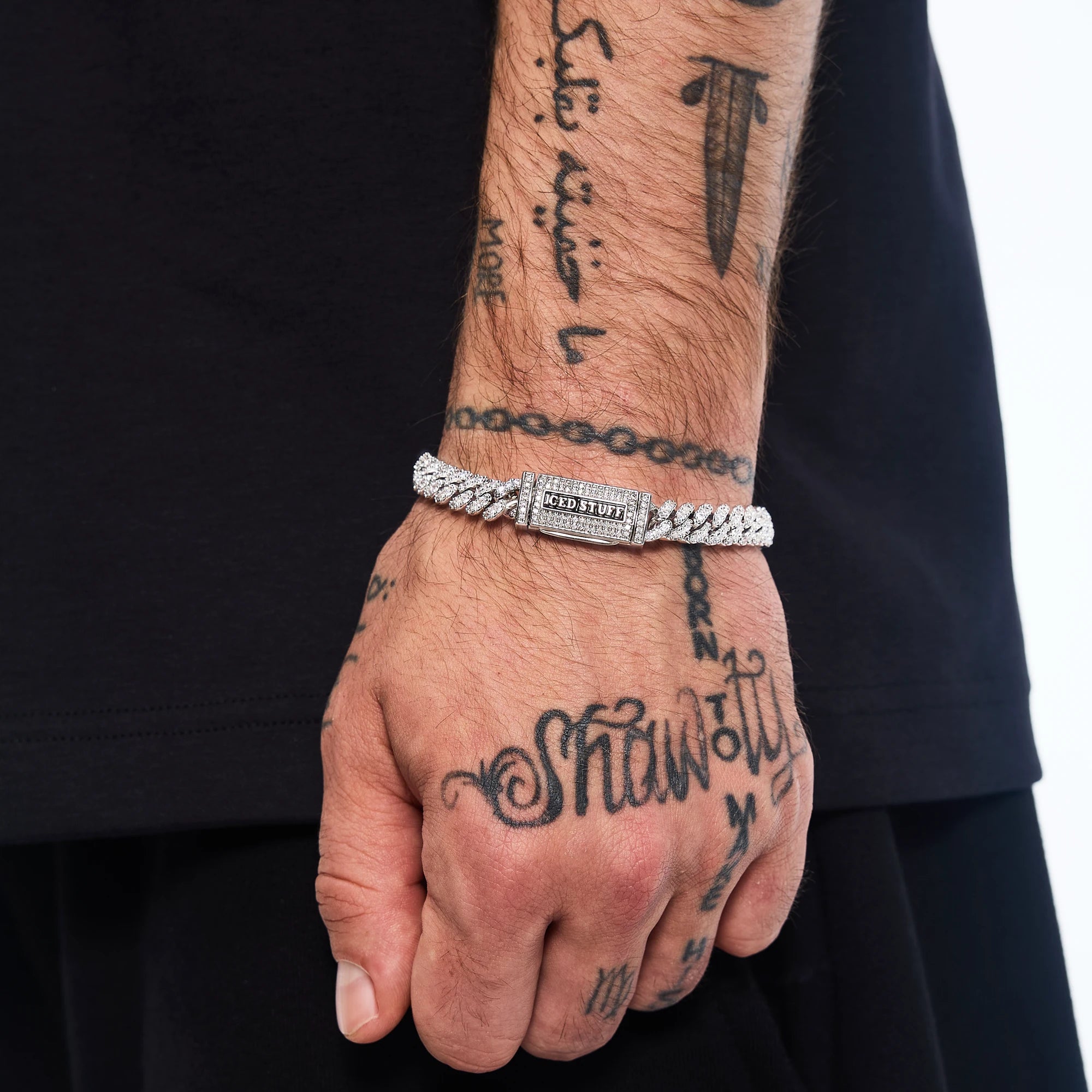 Bransoletka Premium Diamond Cuban Link 8mm Białe Złoto