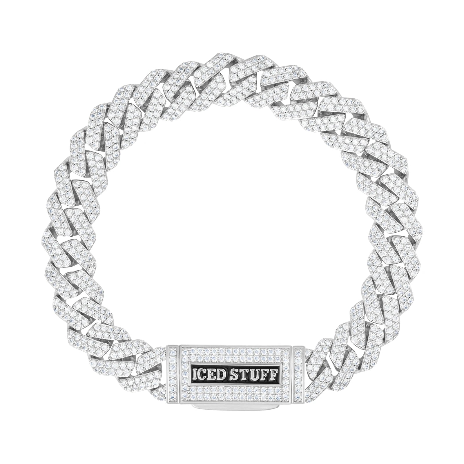 Bransoletka Premium Diamond Prong Cuban Link 10mm Białe Złoto