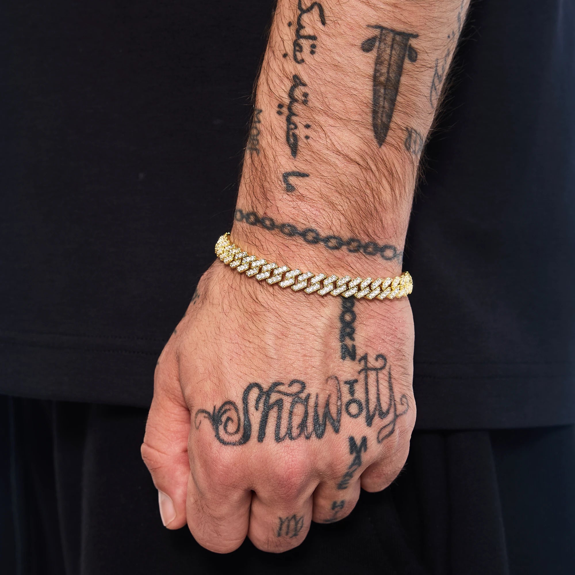 Bransoletka Premium Diamond Prong Cuban Link 8mm Złoto