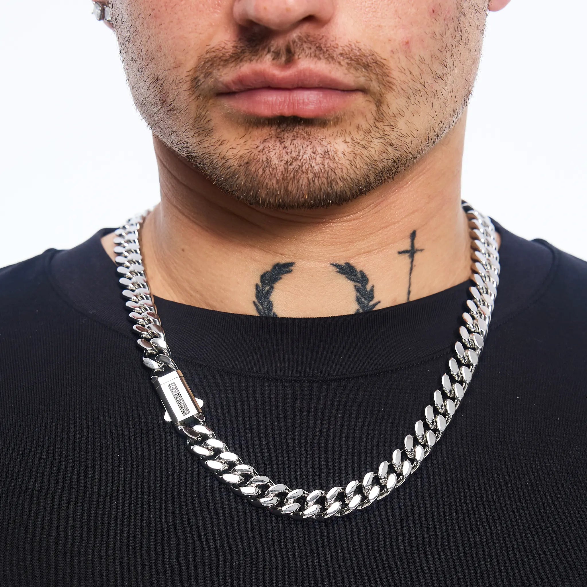 Łańcuch Premium Curb Cuban Link 12mm Białe Złoto