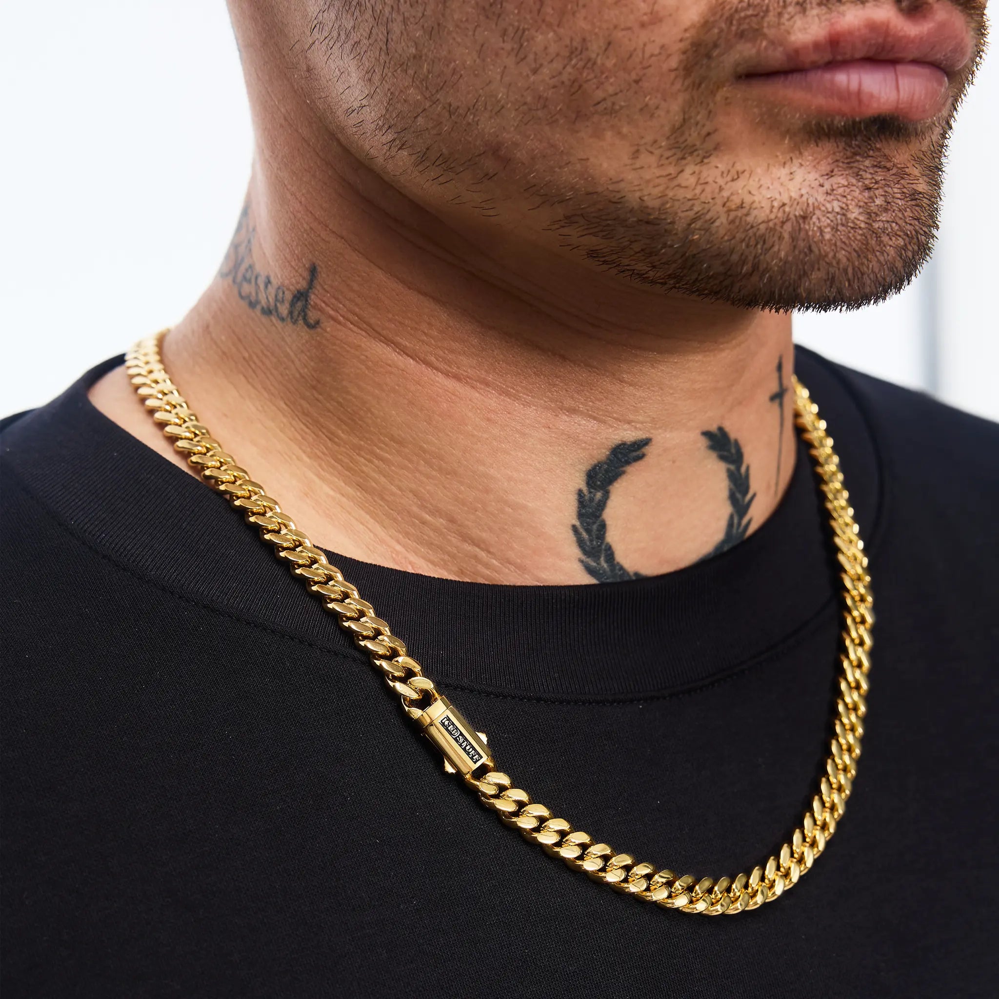 Łańcuch Premium Curb Cuban Link 8mm Złoto