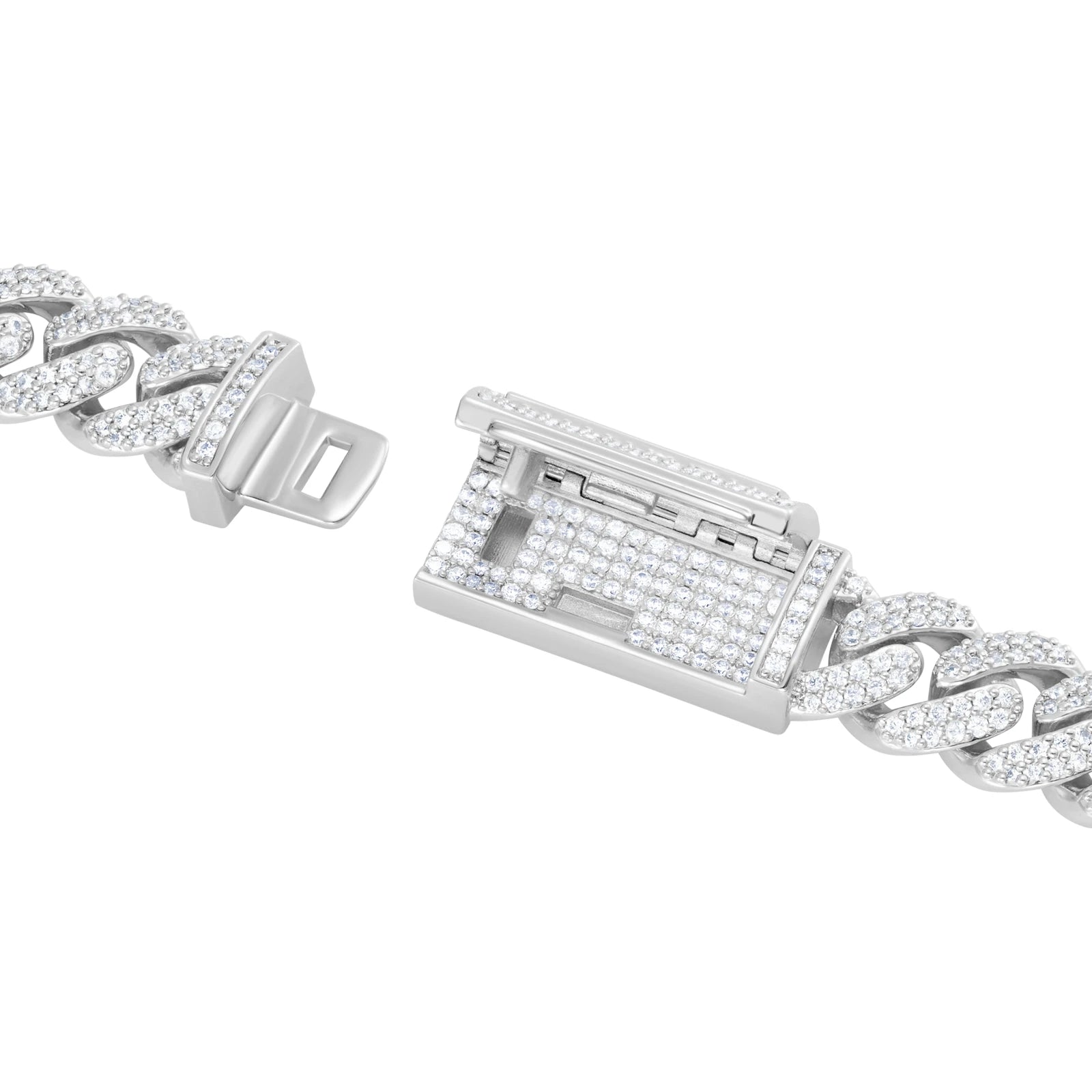 Łańcuch Premium Diamond Cuban Link 10mm Białe Złoto