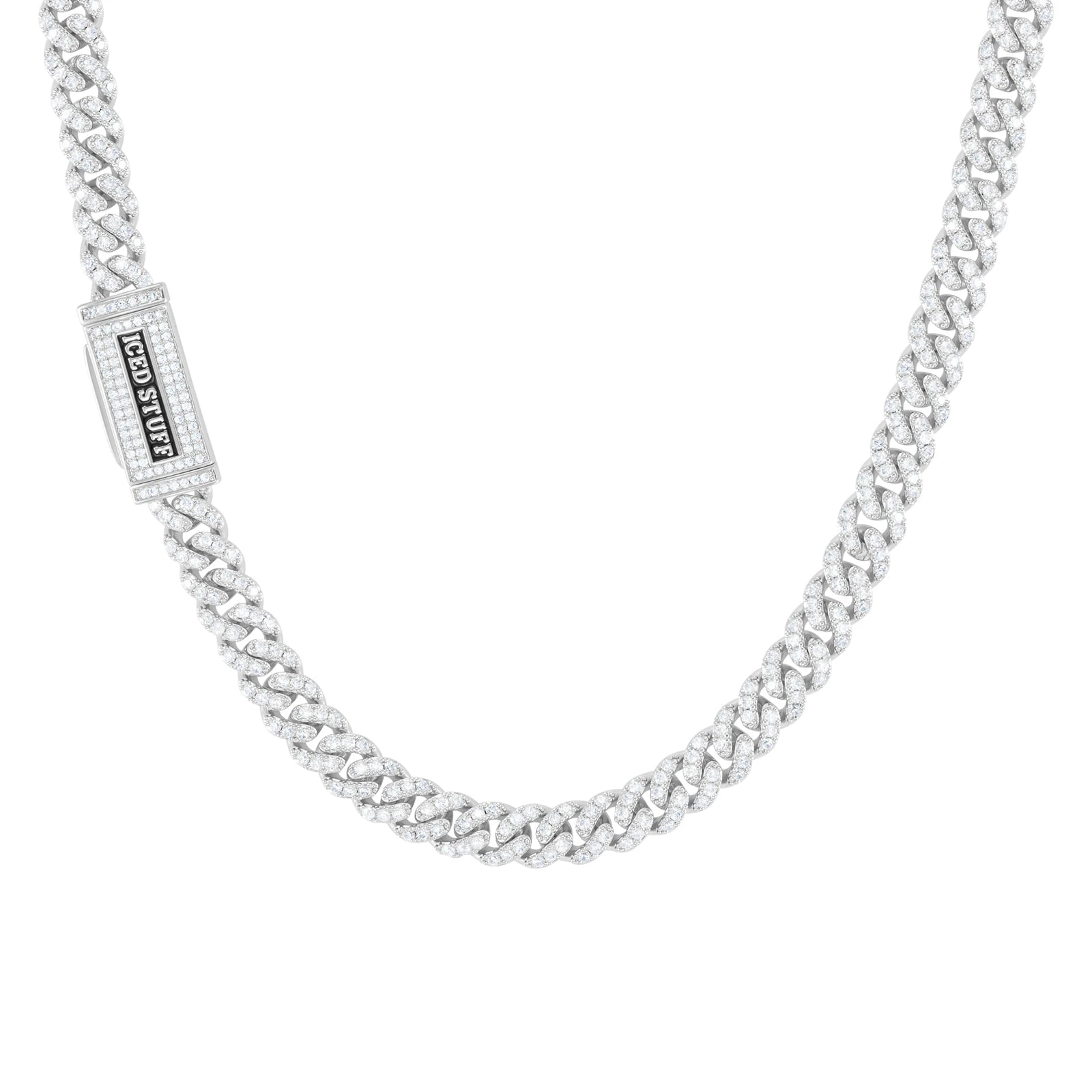 Łańcuch Premium Diamond Cuban Link 8mm Białe Złoto