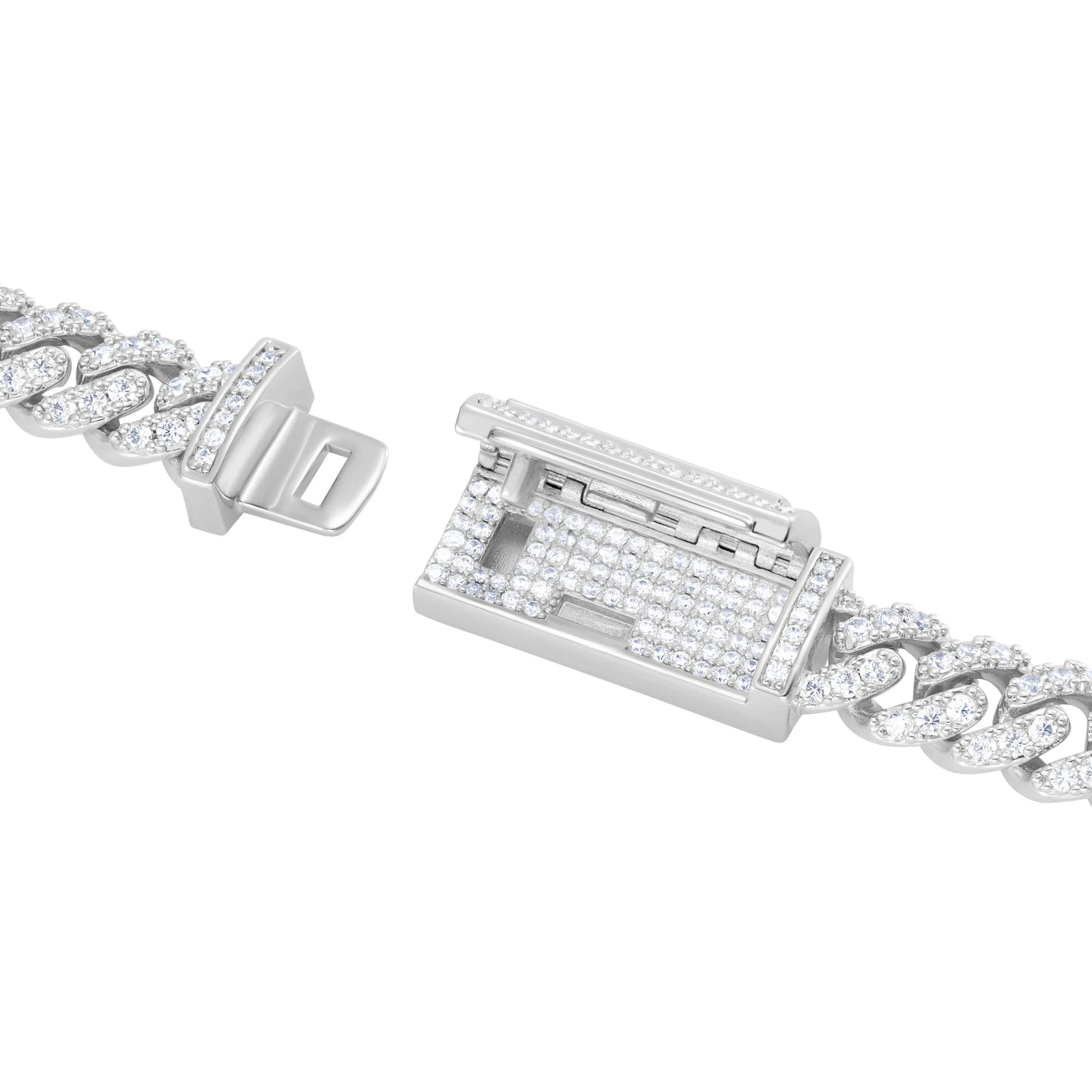 Bransoletka Premium Diamond Cuban Link 8mm Białe Złoto