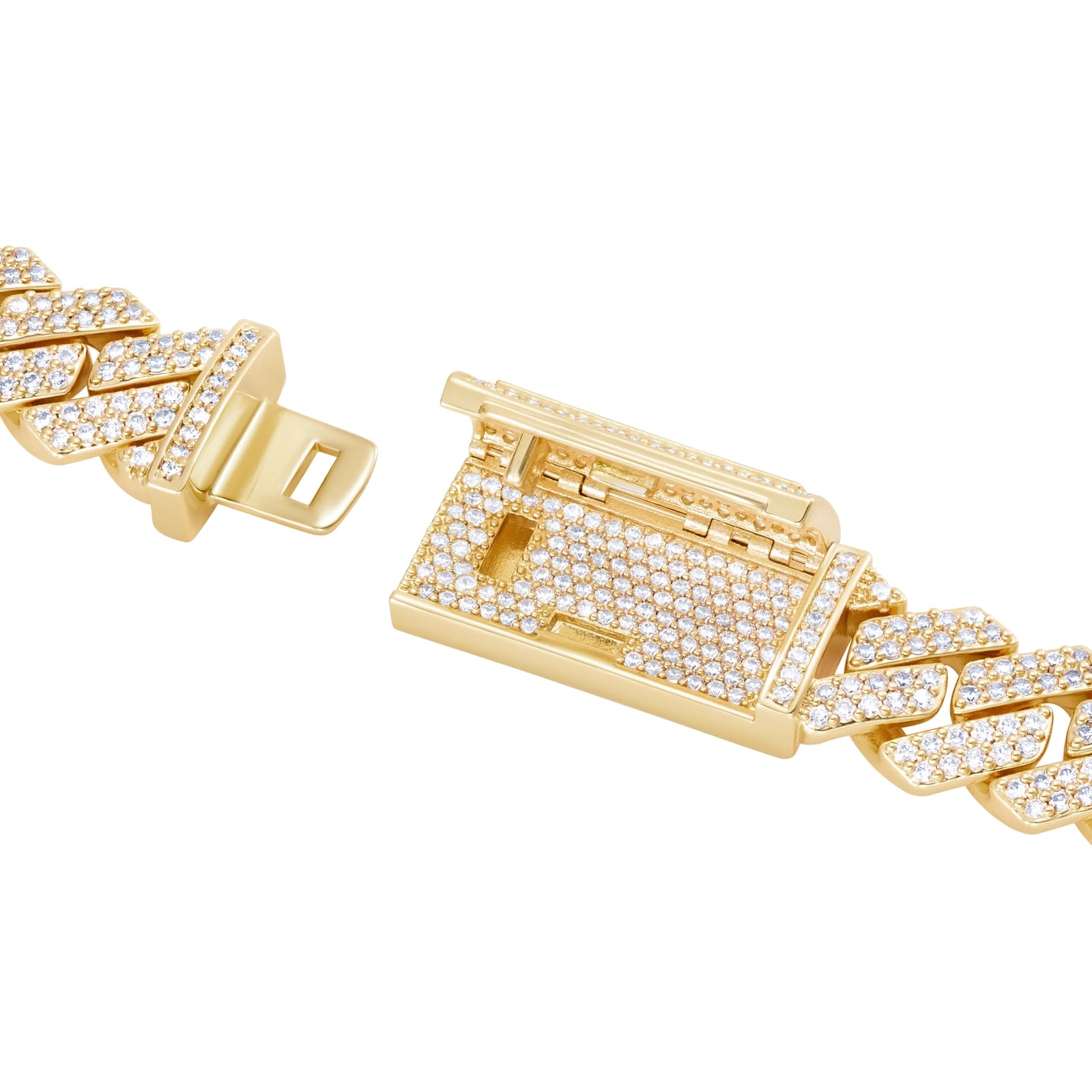 Bransoletka Premium Diamond Prong Cuban Link 12mm Złoto