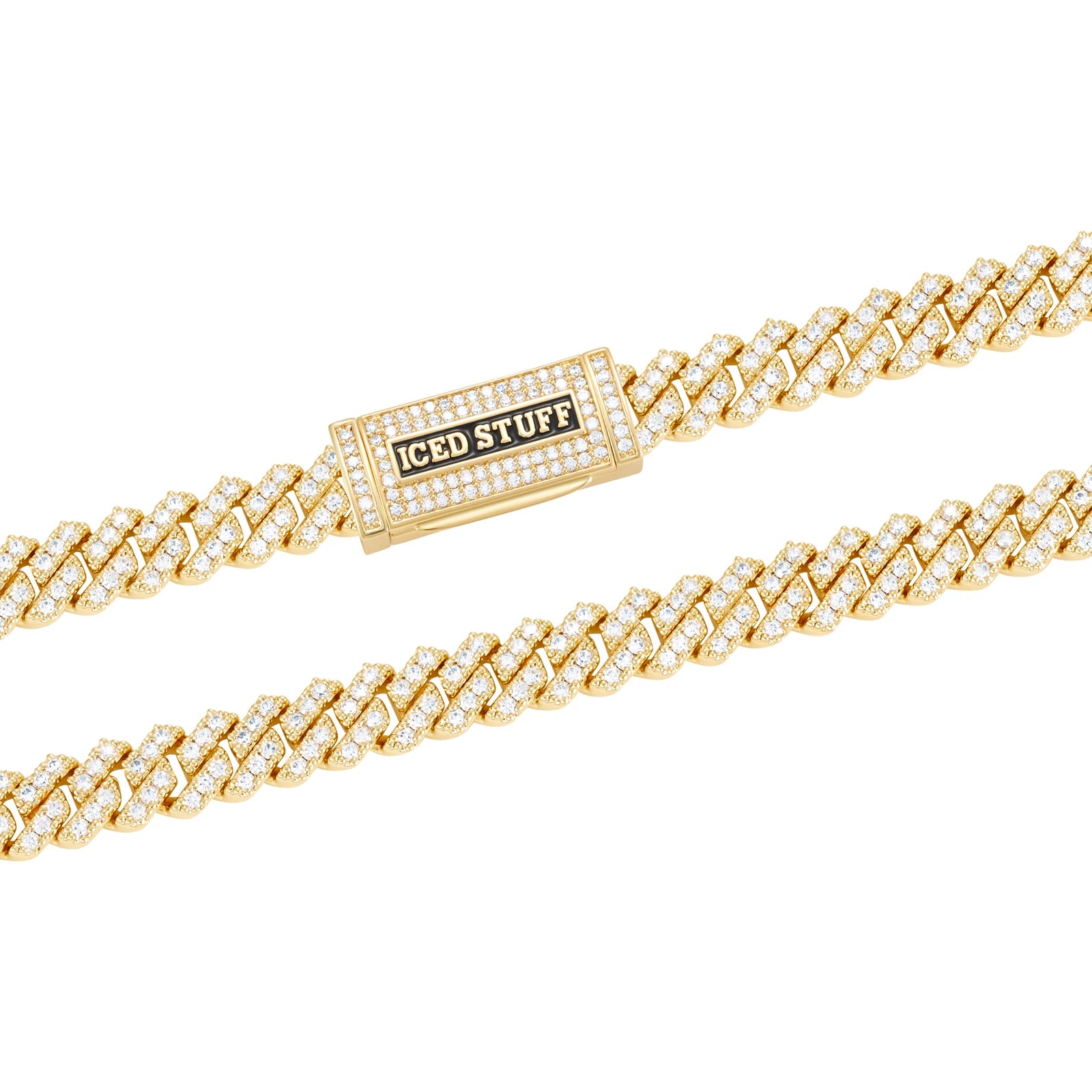 Łańcuch Premium Diamond Prong Cuban Link 8mm Złoto