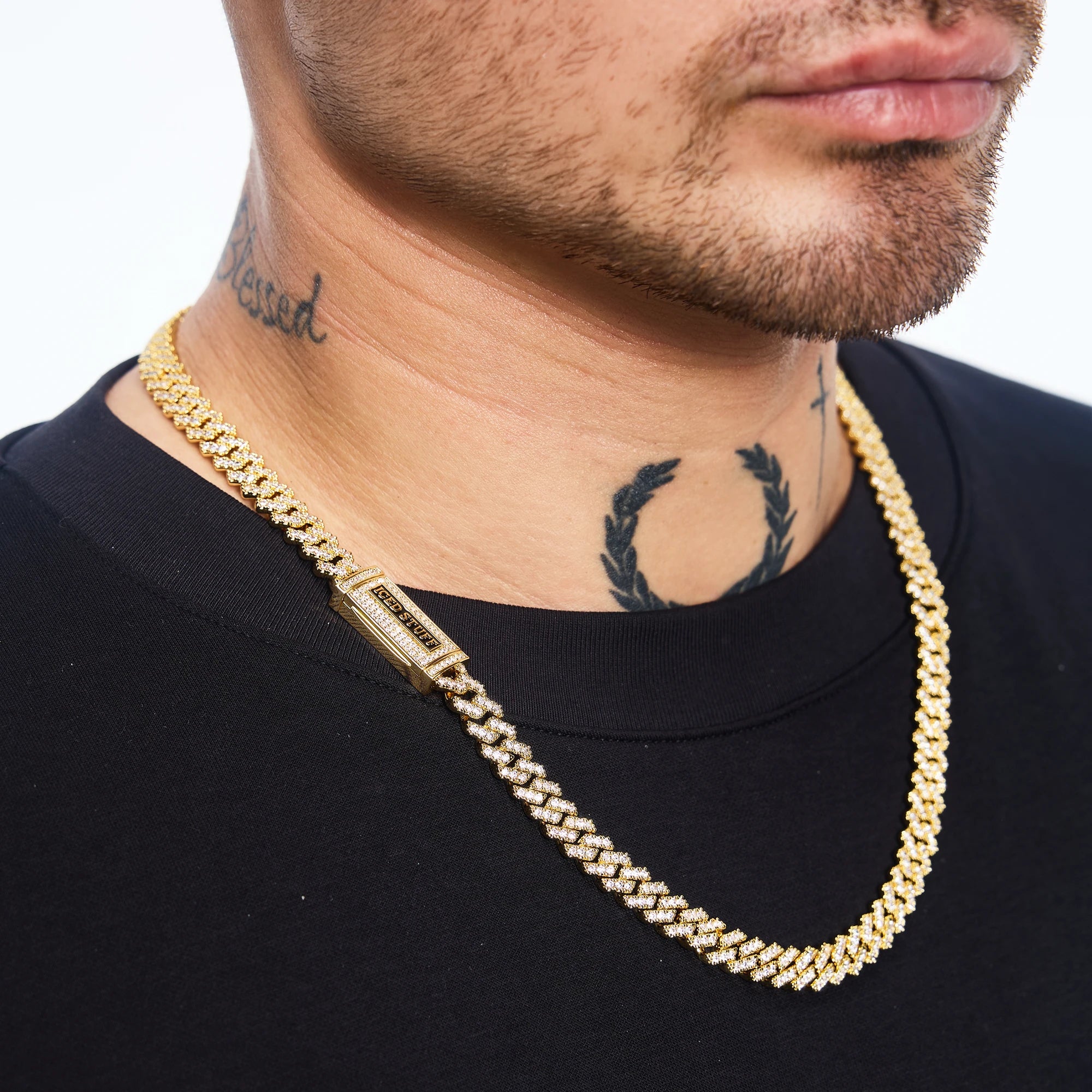 Łańcuch Premium Diamond Prong Cuban Link 8mm Złoto