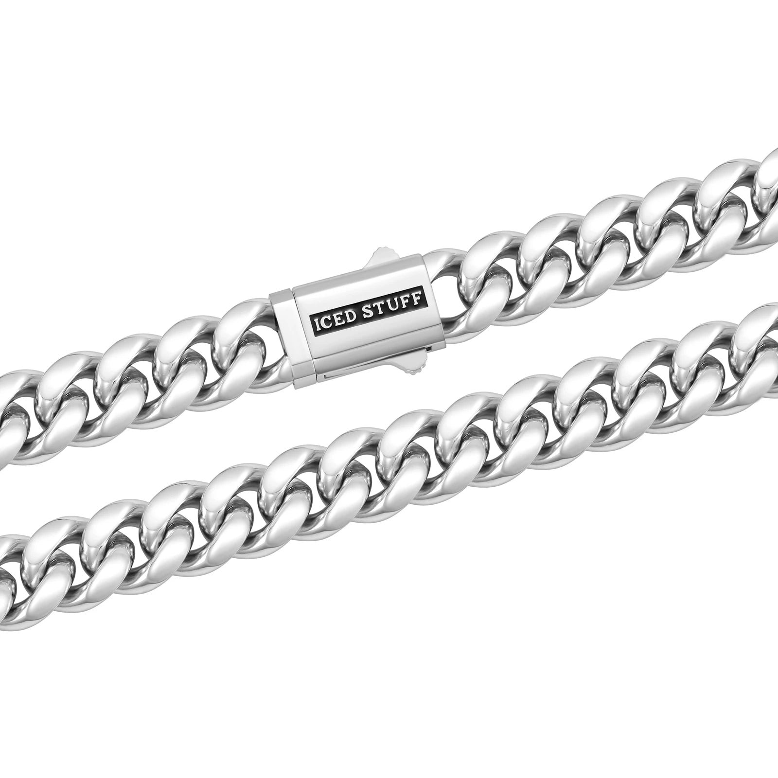 Łańcuch Premium Miami Cuban Link 12mm Białe Złoto