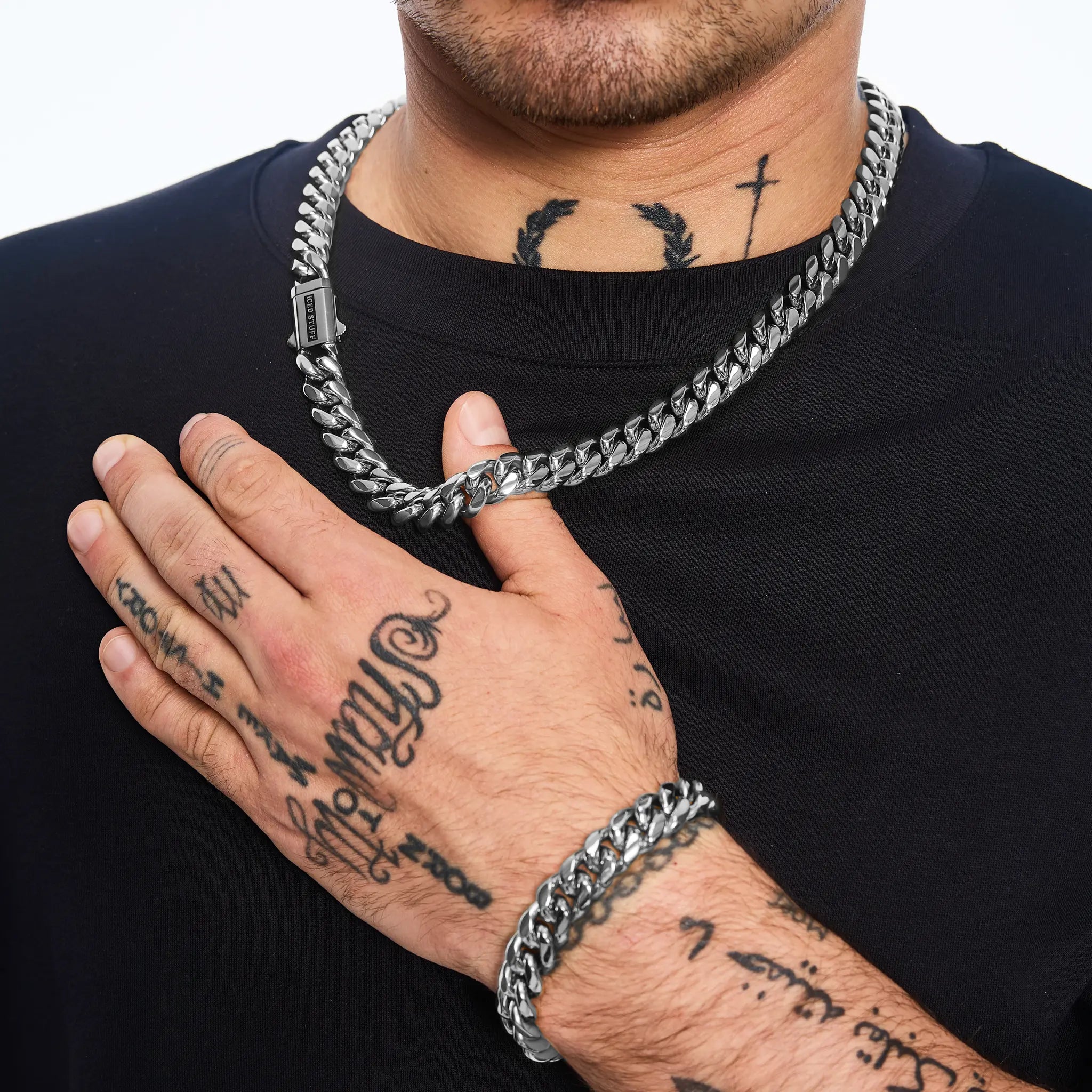 Łańcuch Premium Miami Cuban Link 12mm Białe Złoto