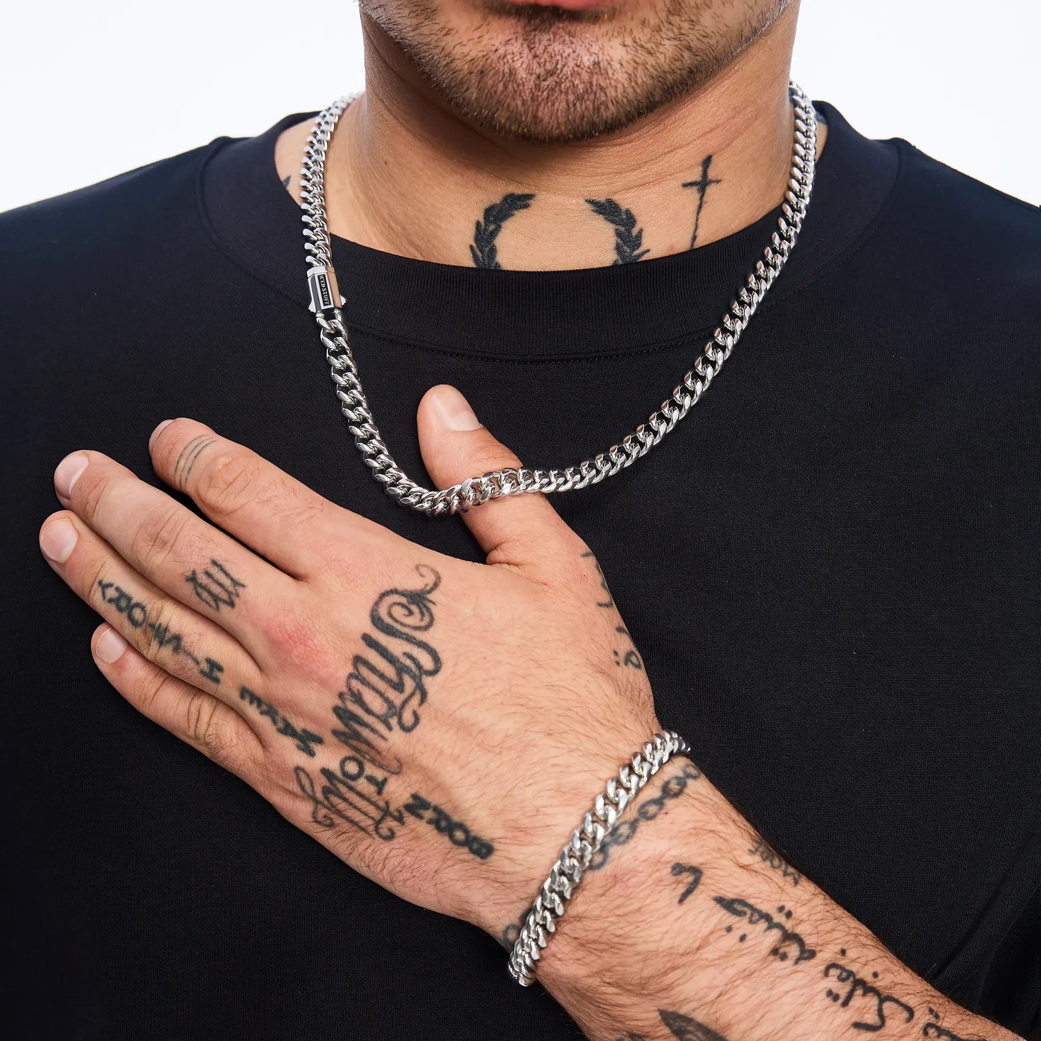 Łańcuch Premium Miami Cuban Link 8mm Białe Złoto