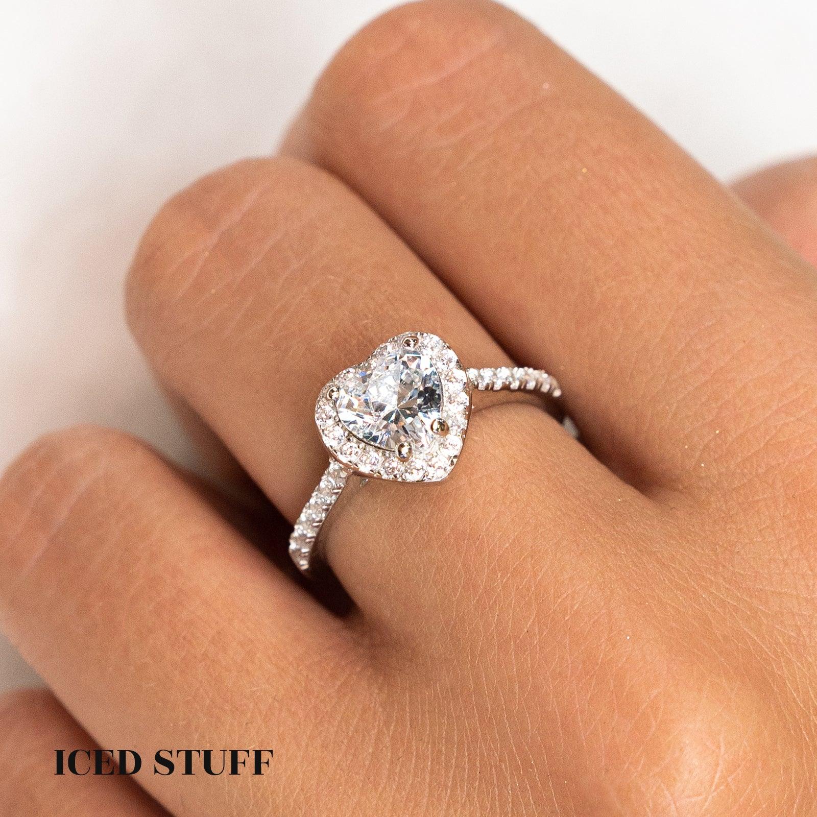 Pierścionek Heart Gem White Serce S925 - IcedStuff