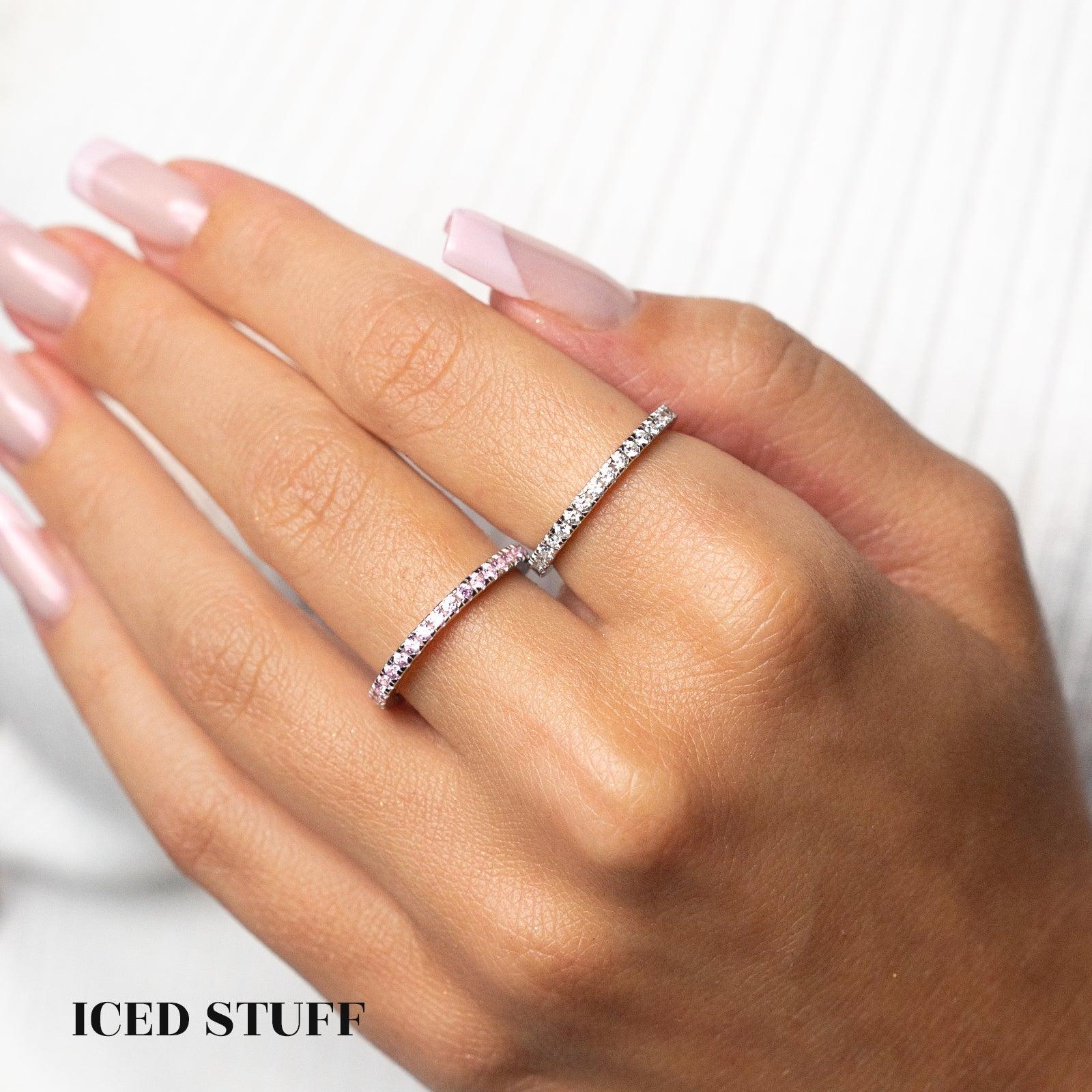 PIERŚCIONEK TENNIS MICRO PINK S925 - IcedStuff